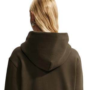 Nike Women's Studio Fleece Medium Weight Embroidered Logo Pullover Hoodie - Brown - BROWN