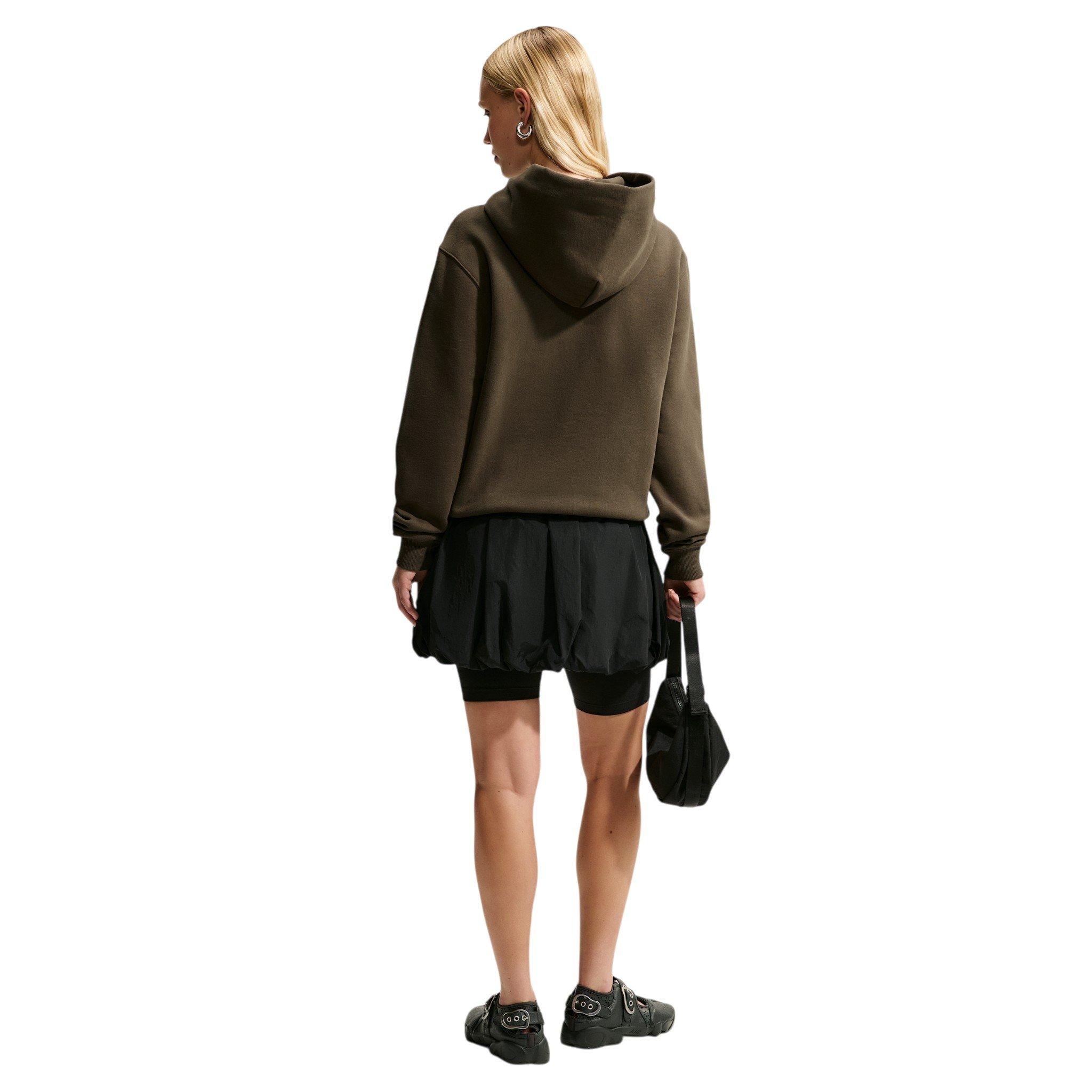 Nike Women's Studio Fleece Medium Weight Embroidered Logo Pullover Hoodie - Brown - BROWN