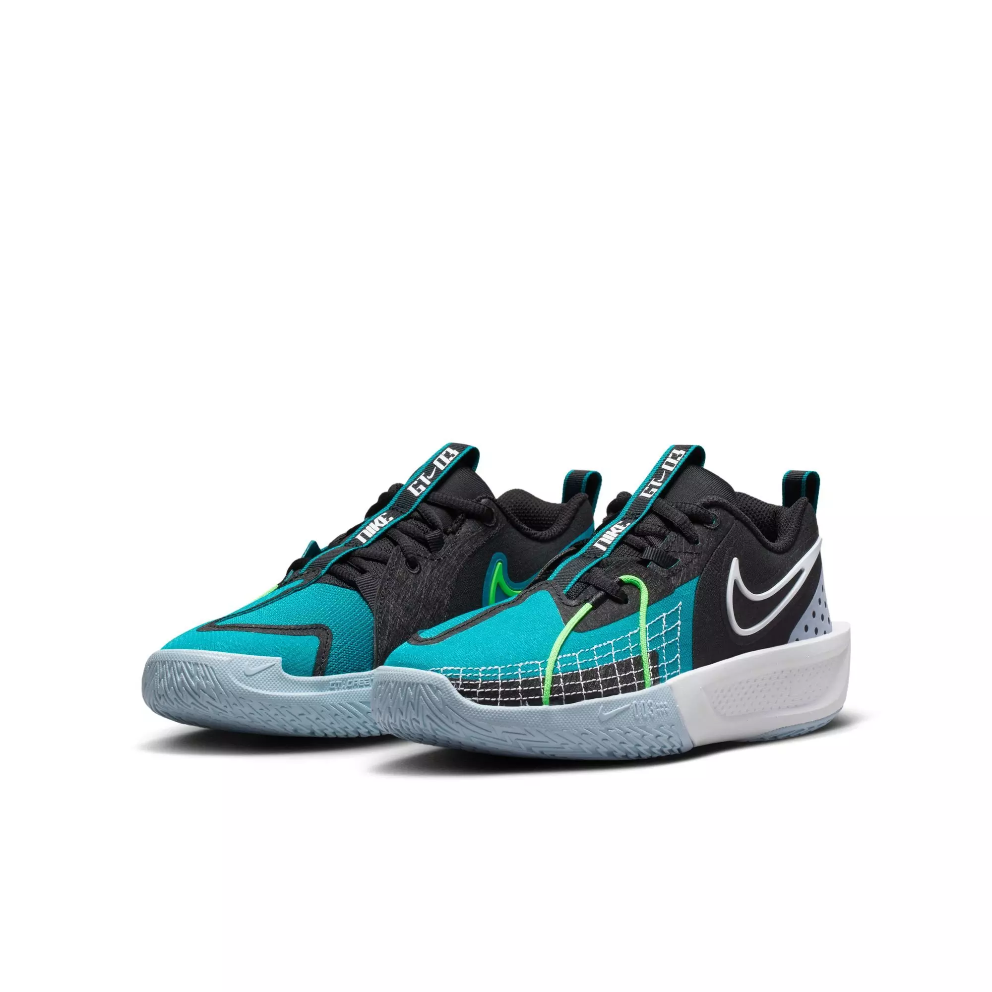 Nike G.T. Cut 3 "Black/Aquamarine/Light Armory Blue/White" Grade School Boys' Basketball Shoe - BLACK/AQUAMARINE/LT BLUE/WHITE