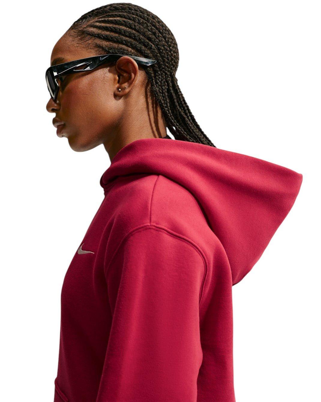 Nike Women's Studio Fleece Medium Weight Embroidered Logo Pullover Hoodie - Red - RED