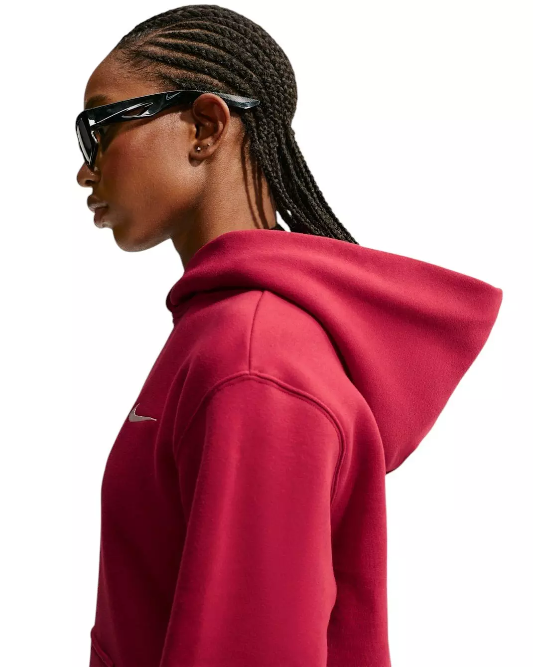 Nike Women's Studio Fleece Medium Weight Embroidered Logo Pullover Hoodie - Red - RED