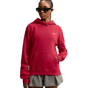 Nike Women's Studio Fleece Medium Weight Embroidered Logo Pullover Hoodie - Red - RED