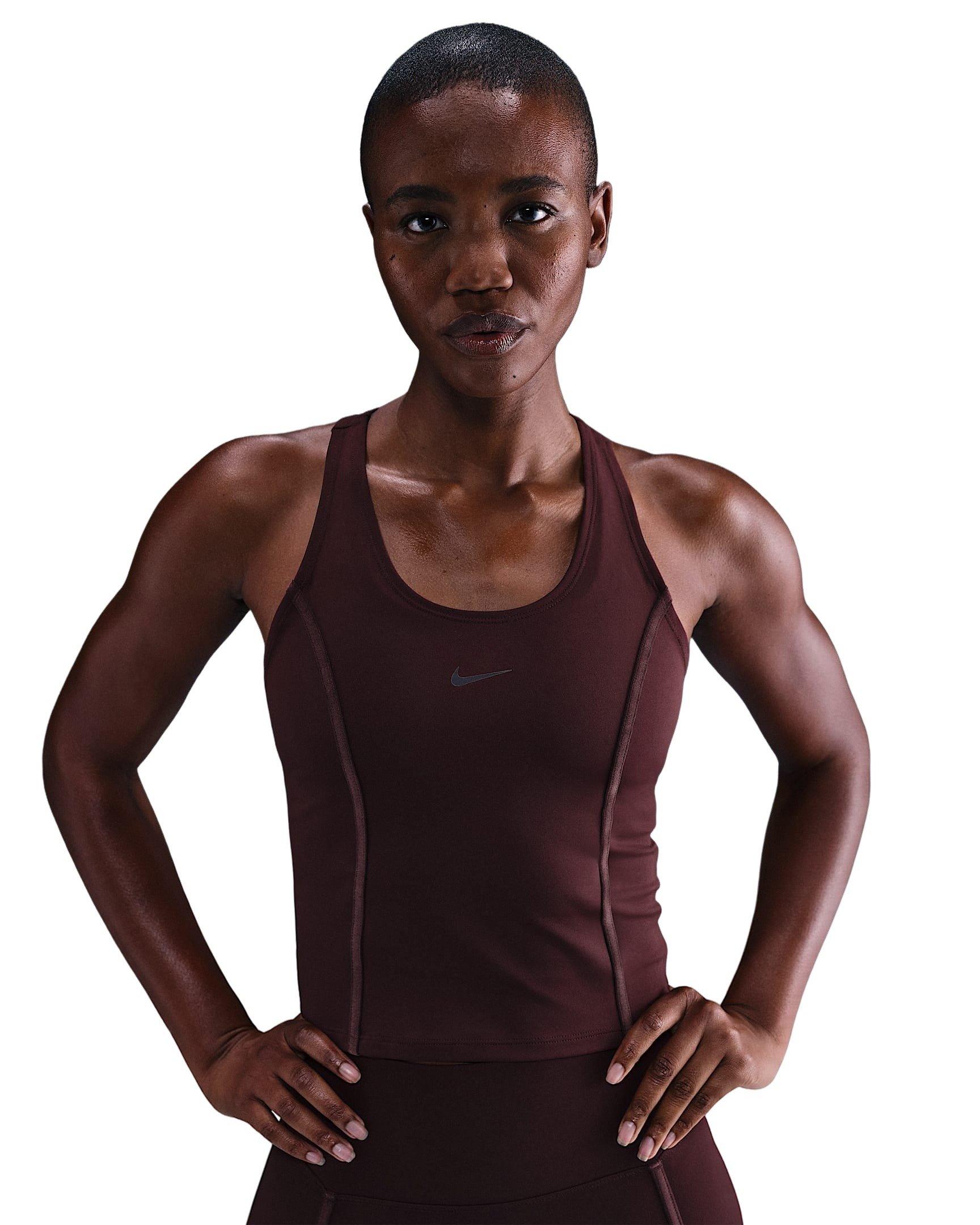 Nike Women's One Dri-FIT Fitted Tank Top -Burgundy - BURGUNDY Thumbnail View 1