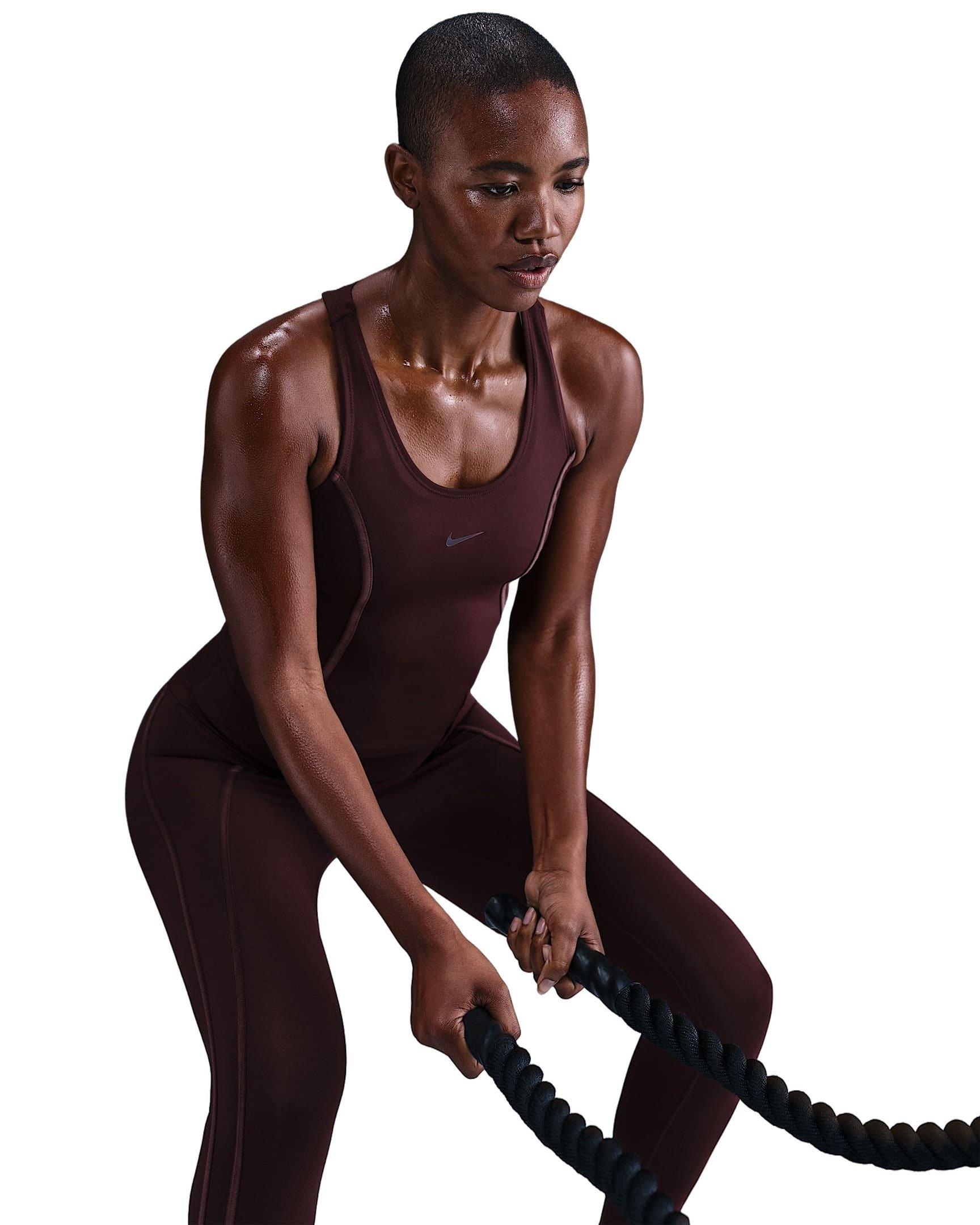 Nike Women's One Dri-FIT Fitted Tank Top -Burgundy - BURGUNDY Thumbnail View 3