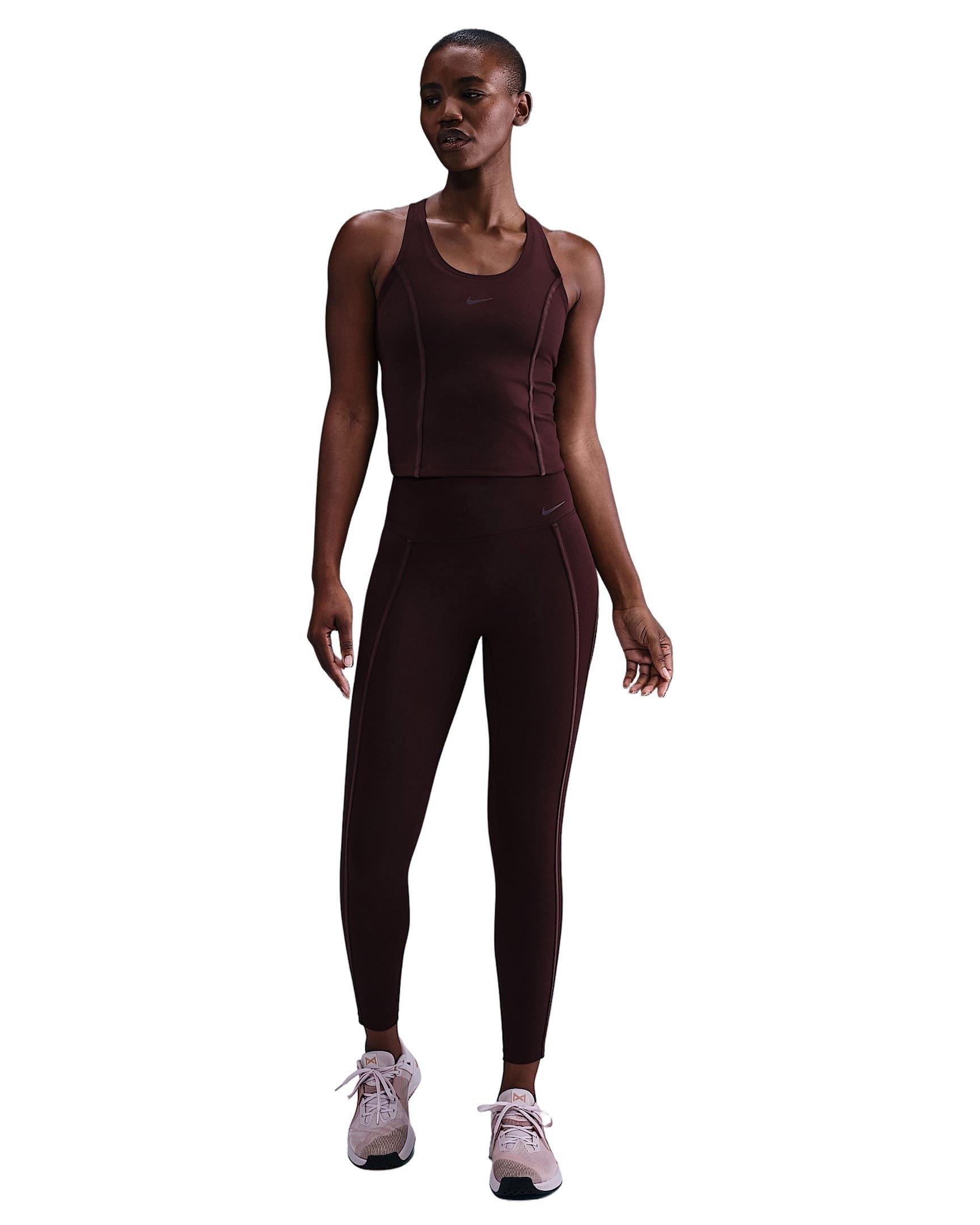 Nike Women's One Dri-FIT Fitted Tank Top -Burgundy - BURGUNDY Thumbnail View 4
