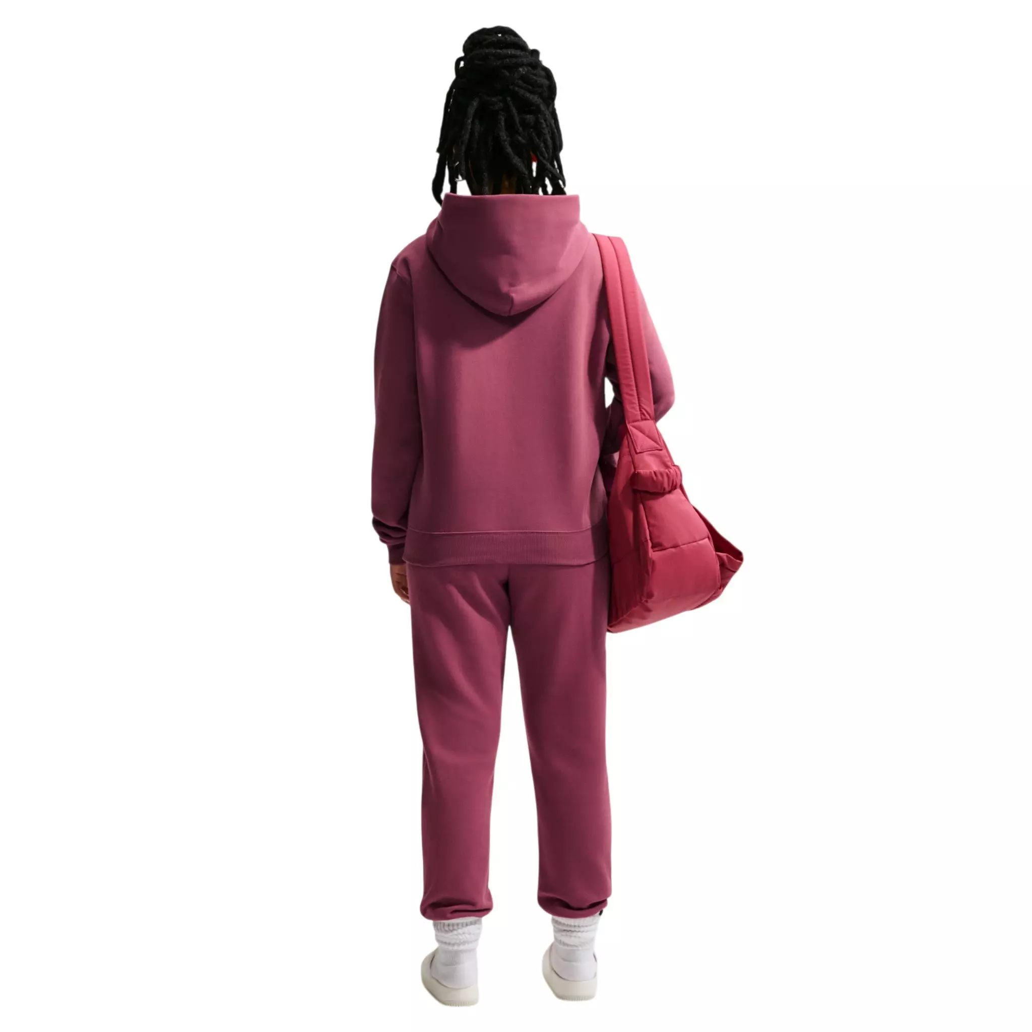 Nike Women's Studio Fleece Medium Weight Embroidered Logo Pullover Hoodie - Pink - PINK