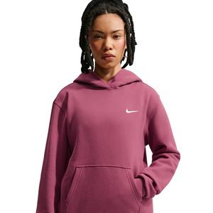 Nike Women's Studio Fleece Medium Weight Embroidered Logo Pullover Hoodie - Pink - PINK