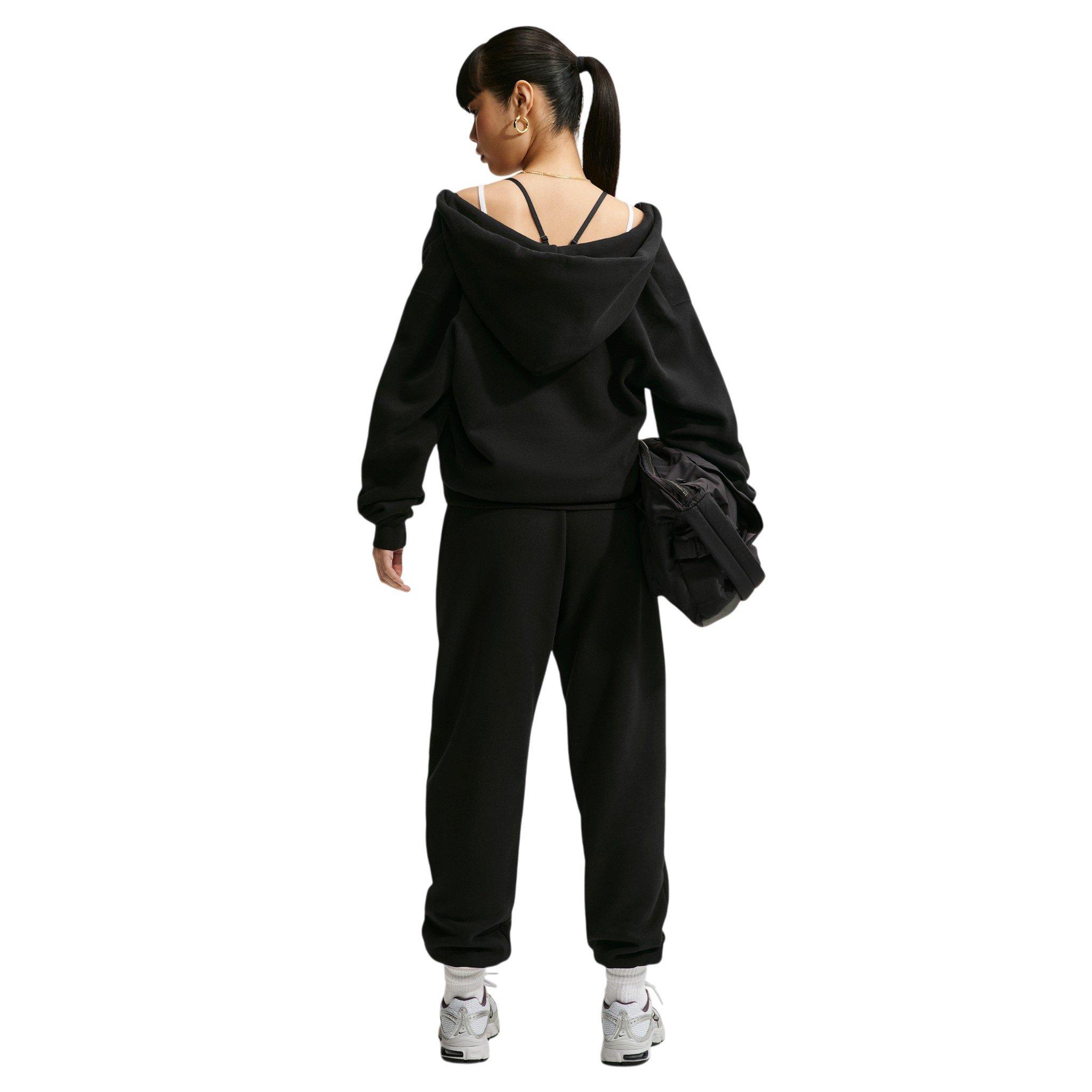 Nike Women's Studio Fleece Medium Weight Full-Zip Hooded Jacket - Black/Off-White - BLACK/OFF-WHITE