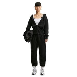 Nike Women's Studio Fleece Medium Weight Full-Zip Hooded Jacket - Black/Off-White - BLACK/OFF-WHITE