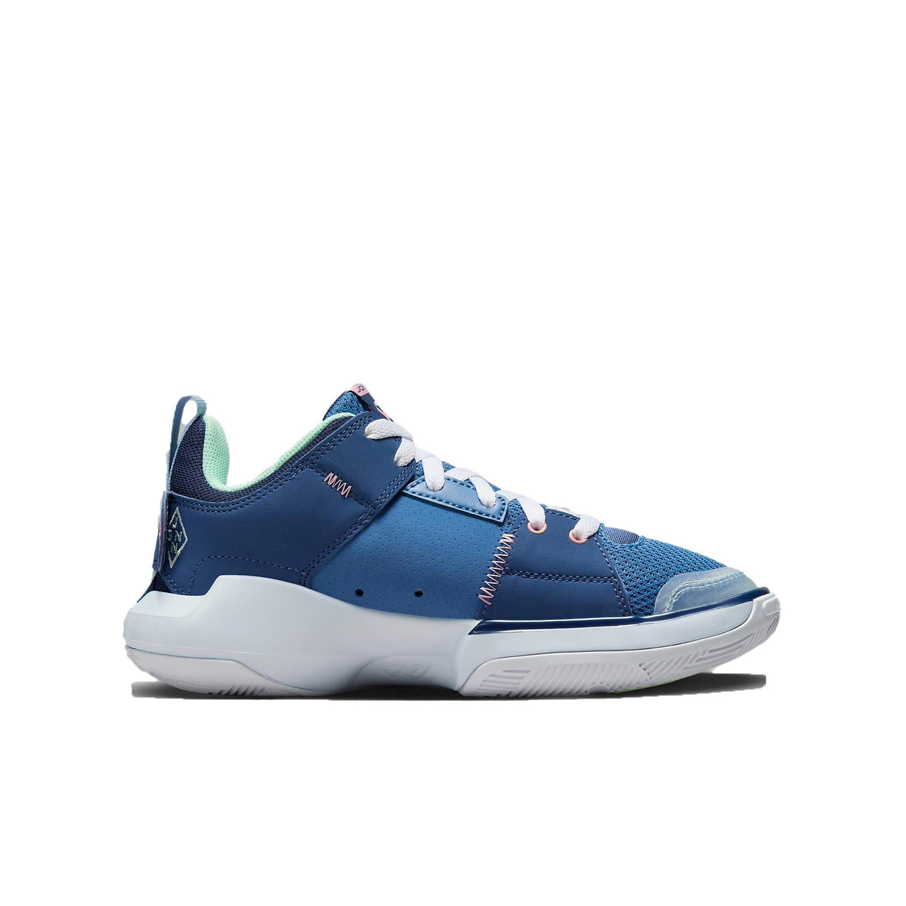 Jordan One Take 5 "Stone Blue/Mystic Navy/Midnight Navy/Bleached Coral" Grade School Boys' Shoe - BLUE/NAVY/CORAL Thumbnail View 1