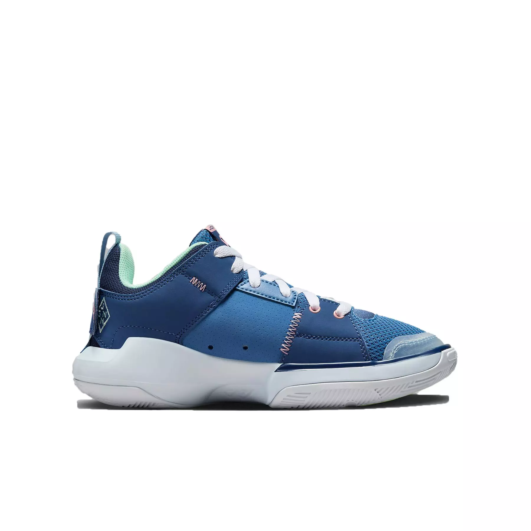 Jordan One Take 5 "Stone Blue/Mystic Navy/Midnight Navy/Bleached Coral" Grade School Boys' Shoe - BLUE/NAVY/CORAL