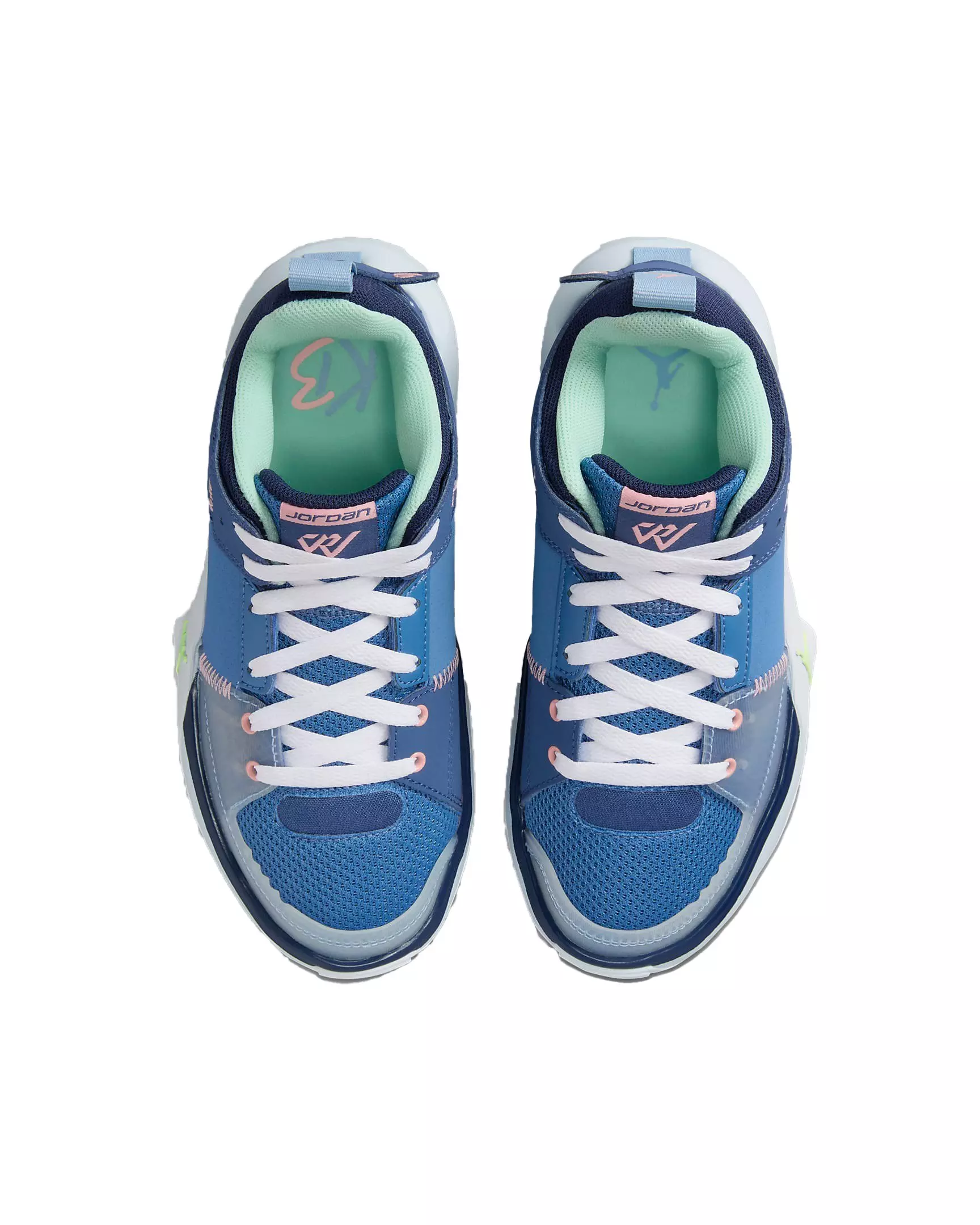 Jordan One Take 5 "Stone Blue/Mystic Navy/Midnight Navy/Bleached Coral" Grade School Boys' Shoe - BLUE/NAVY/CORAL