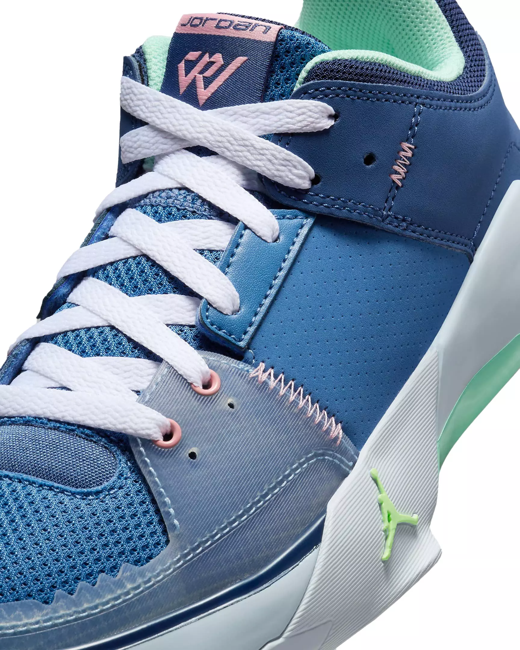 Jordan One Take 5 "Stone Blue/Mystic Navy/Midnight Navy/Bleached Coral" Grade School Boys' Shoe - BLUE/NAVY/CORAL