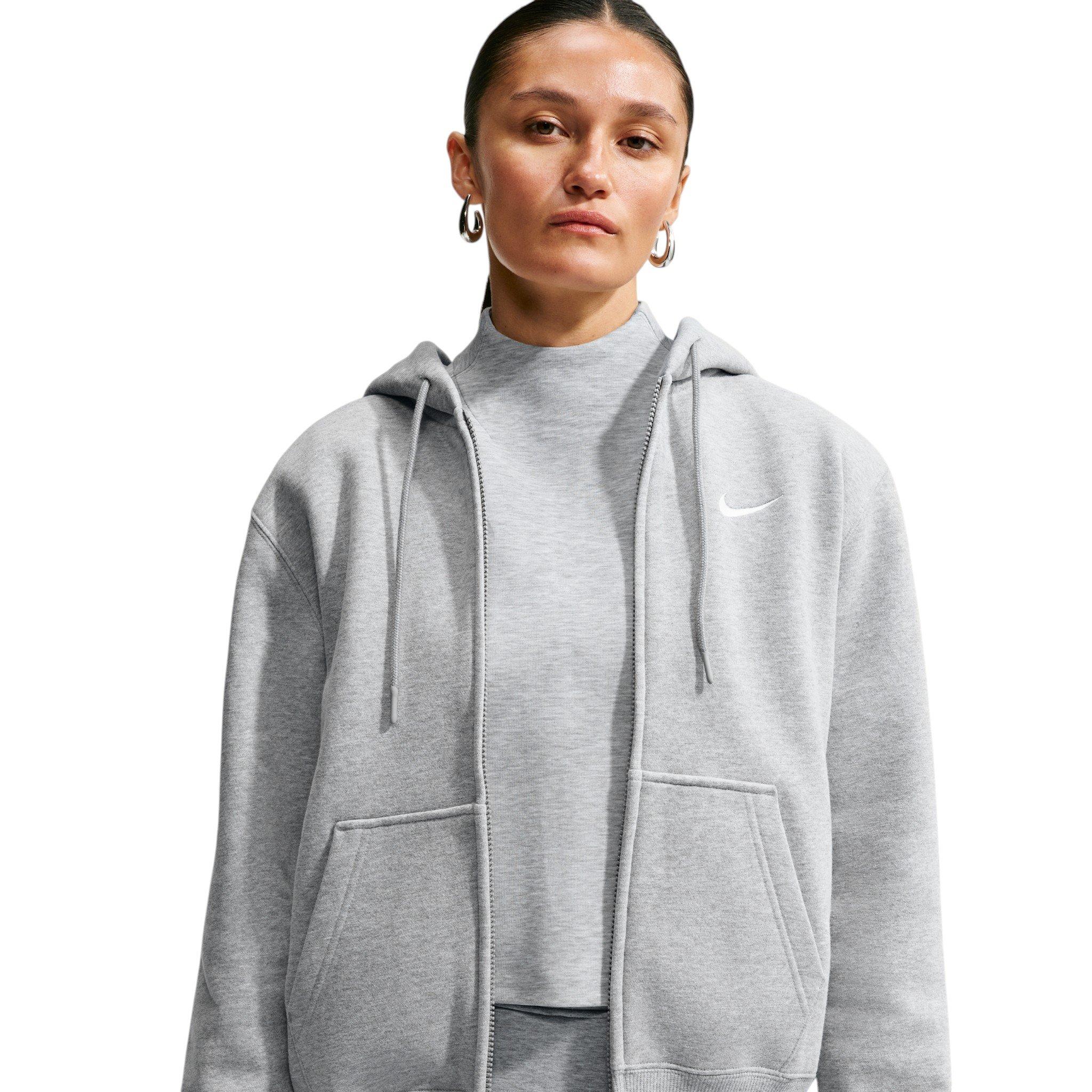 Nike Women's Studio Fleece Medium Weight Full-Zip Hooded Jacket - Grey - grey