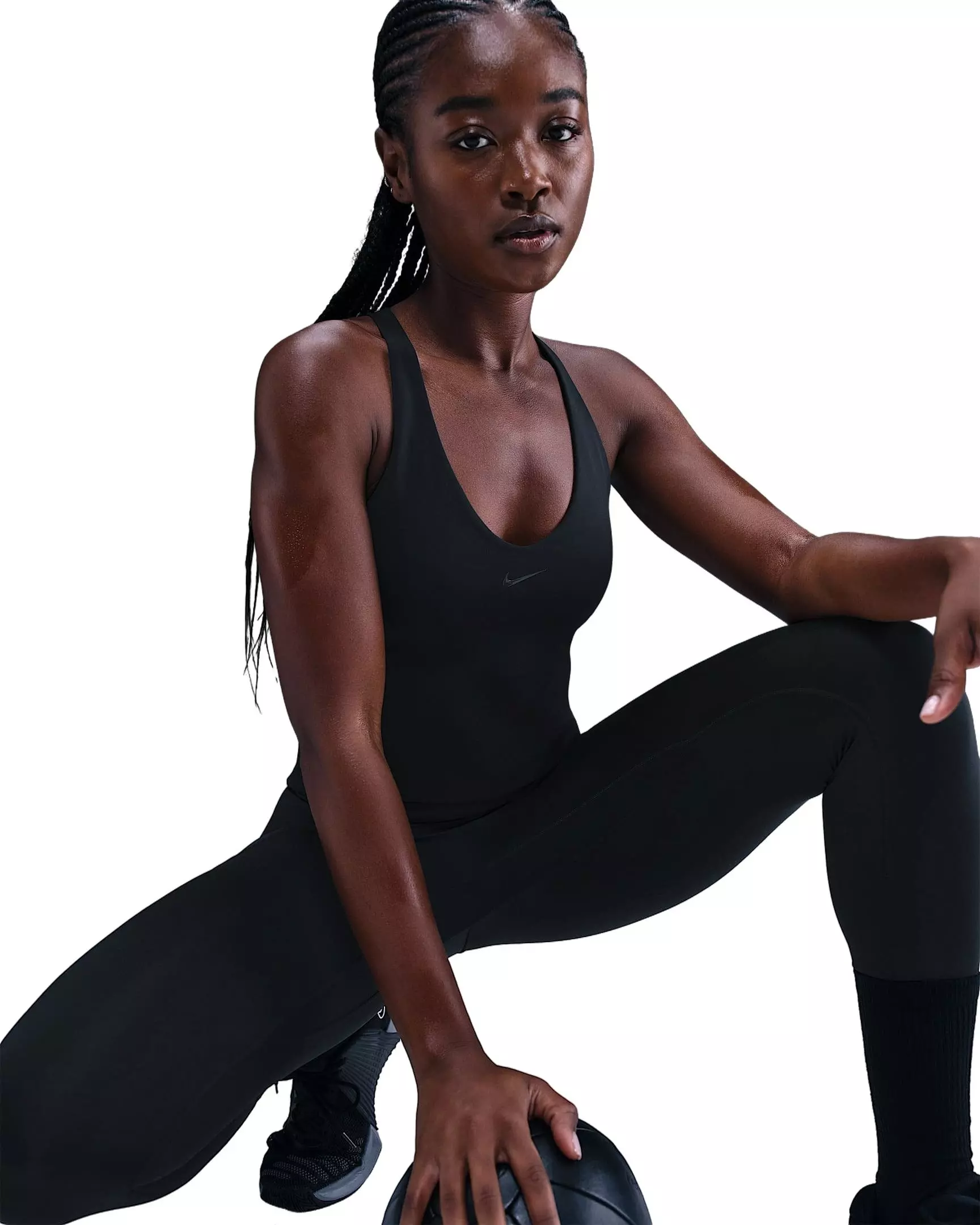 Nike Women's Universa Medium-Support Padded Sports Bra Tank -Black - BLACK