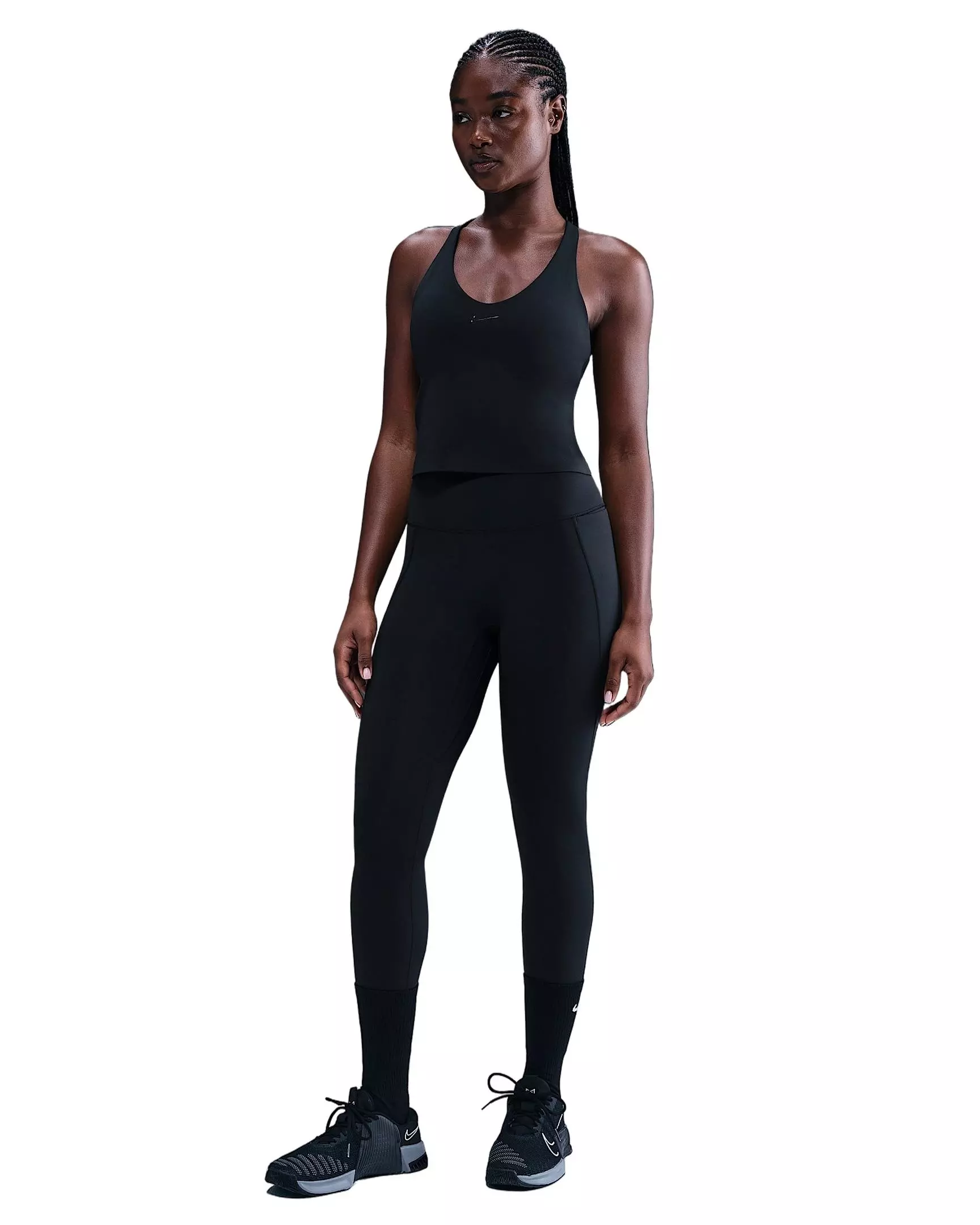 Nike Women's Universa Medium-Support Padded Sports Bra Tank -Black - BLACK