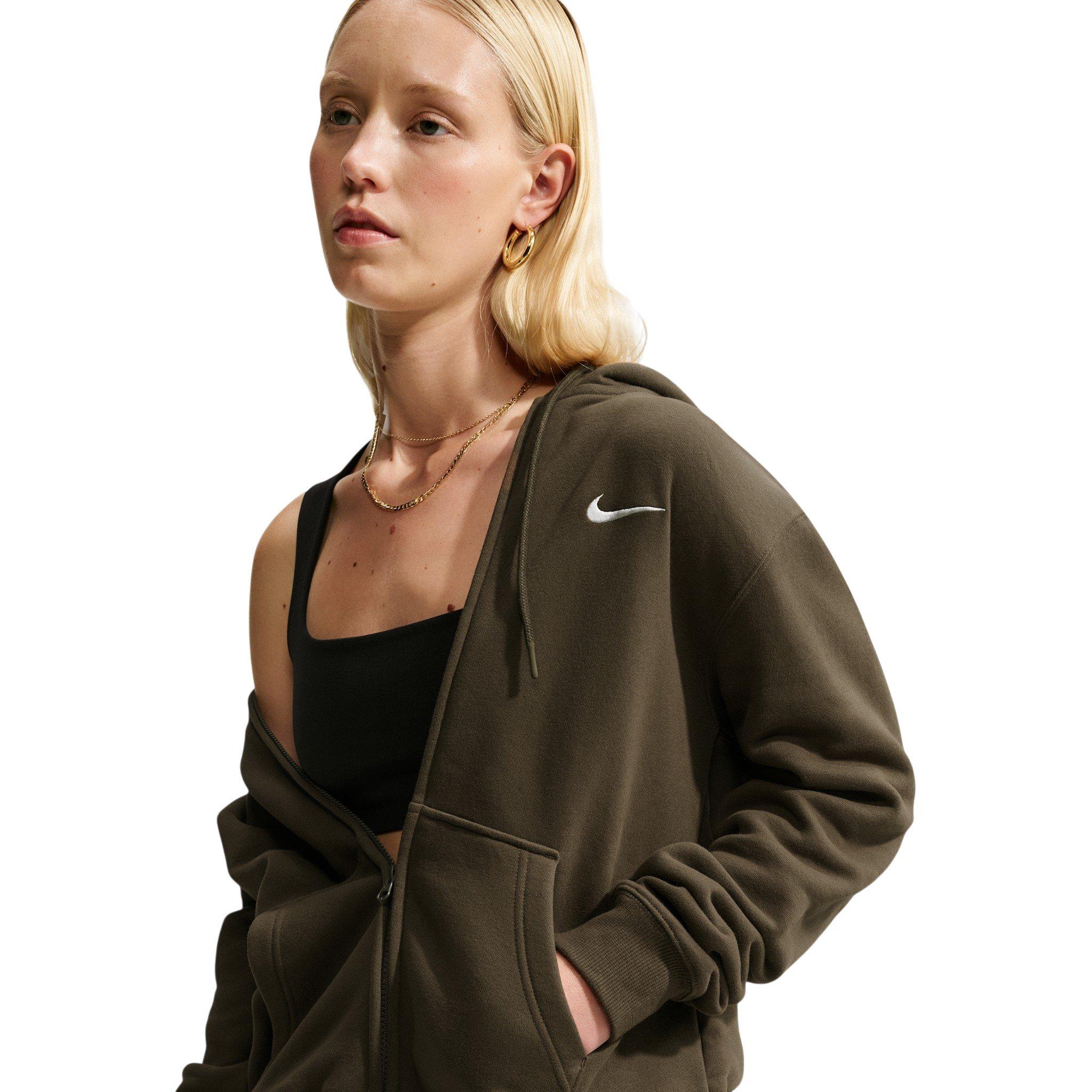 Nike Women's Studio Fleece Medium Weight Full-Zip Hooded Jacket - Brown - BROWN