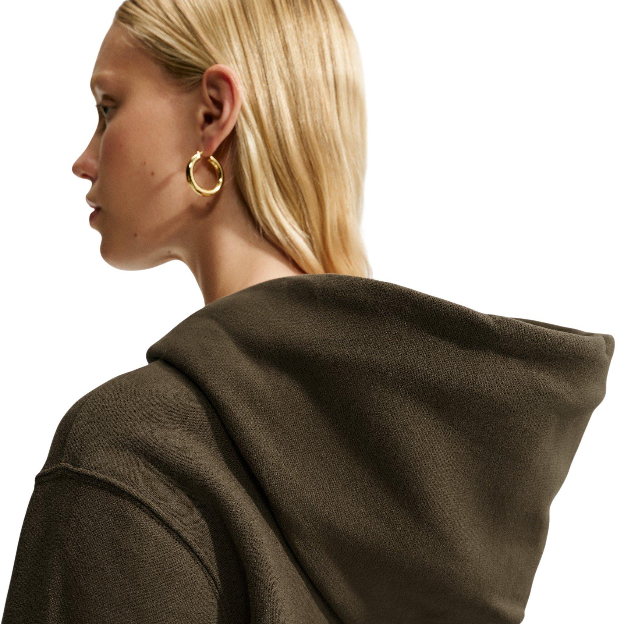 Nike Women's Studio Fleece Medium Weight Full-Zip Hooded Jacket - Brown - BROWN