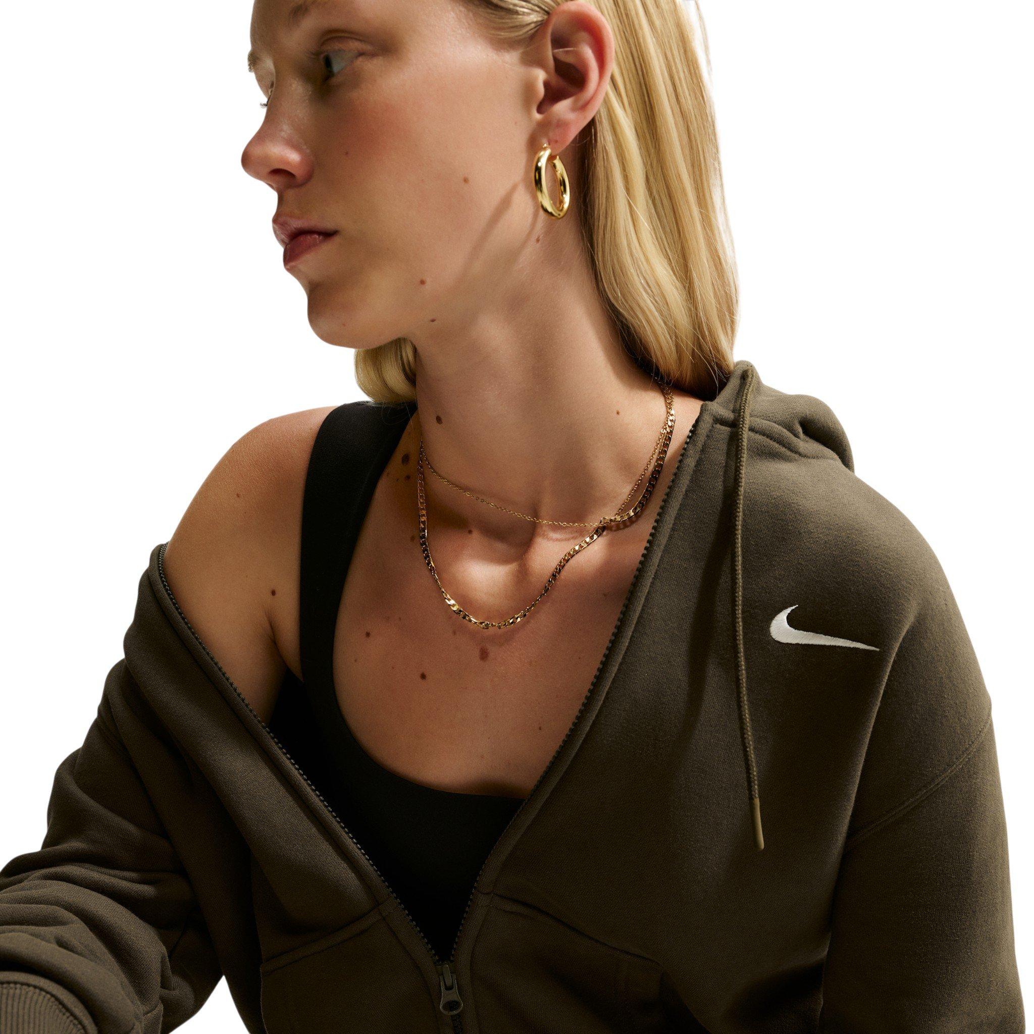 Nike Women's Studio Fleece Medium Weight Full-Zip Hooded Jacket - Brown - BROWN
