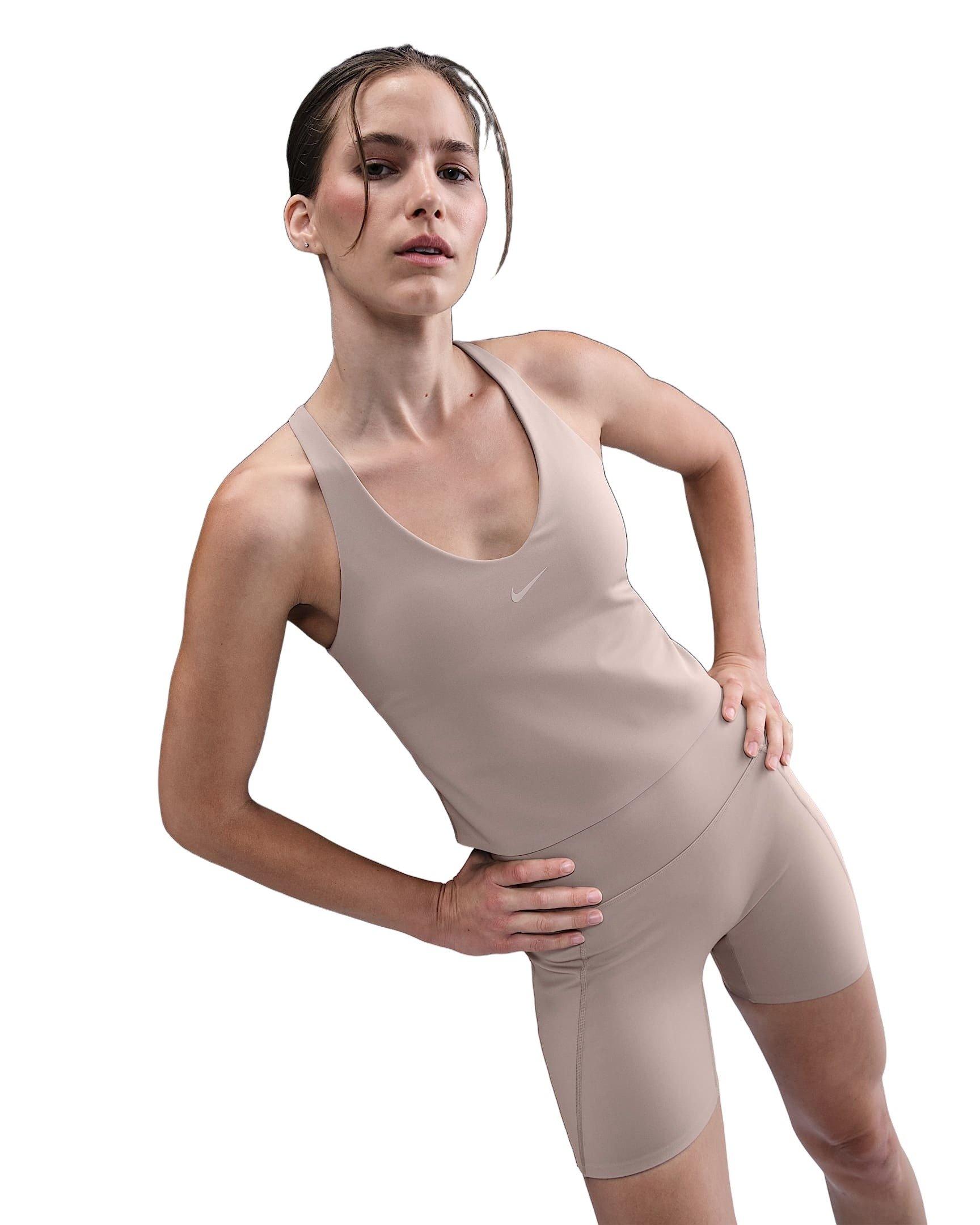 Nike Women's Universa Medium-Support Padded Sports Bra Tank -Malt Brown - MALT BROWN Thumbnail View 1