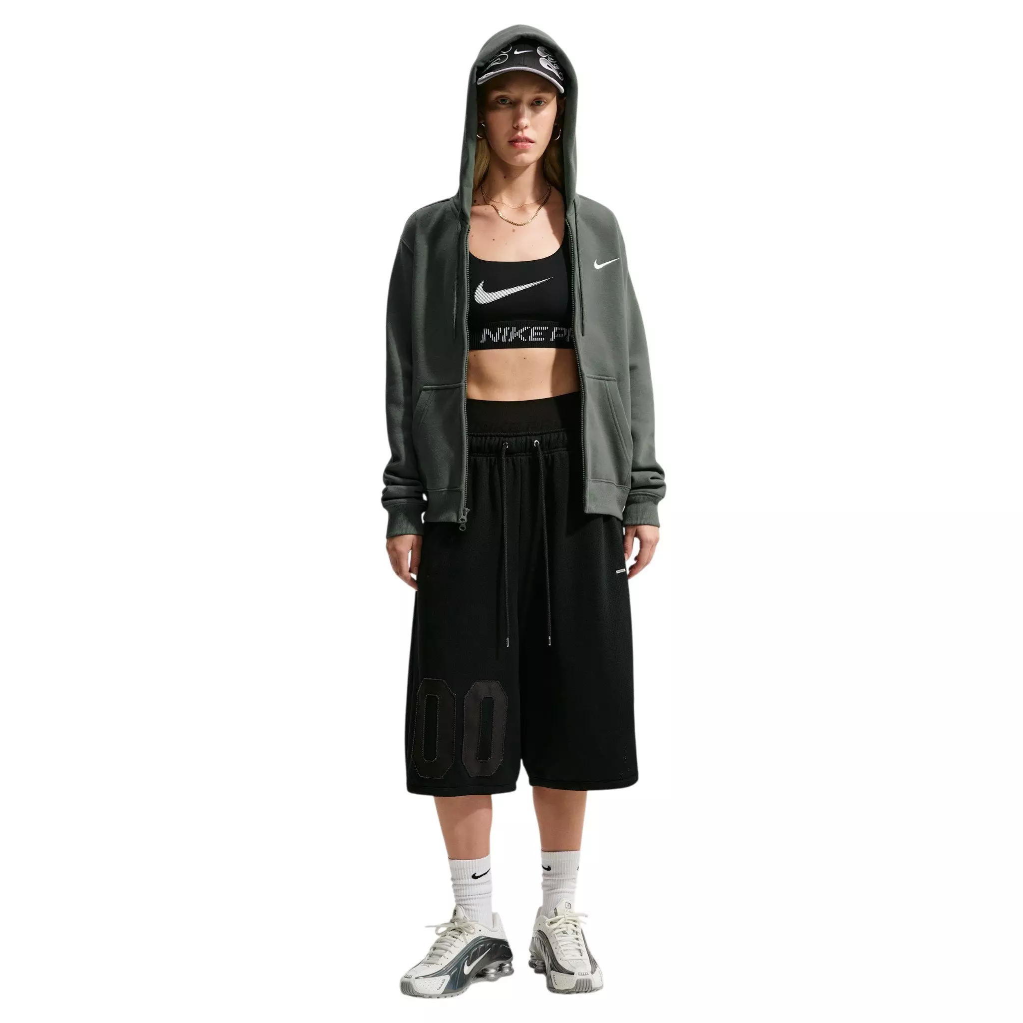 Nike Women's Studio Fleece Medium Weight Full-Zip Hooded Jacket - Green - GREEN