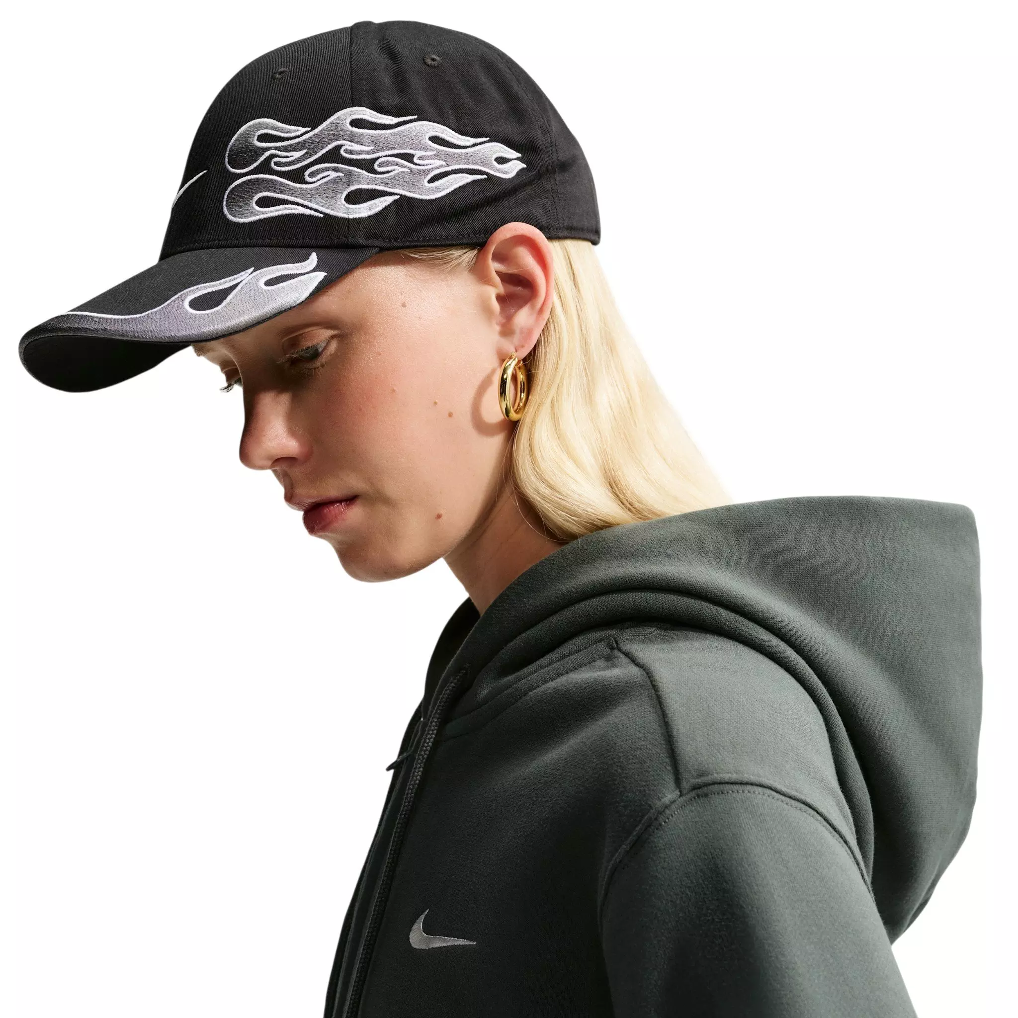 Nike Women's Studio Fleece Medium Weight Full-Zip Hooded Jacket - Green - GREEN