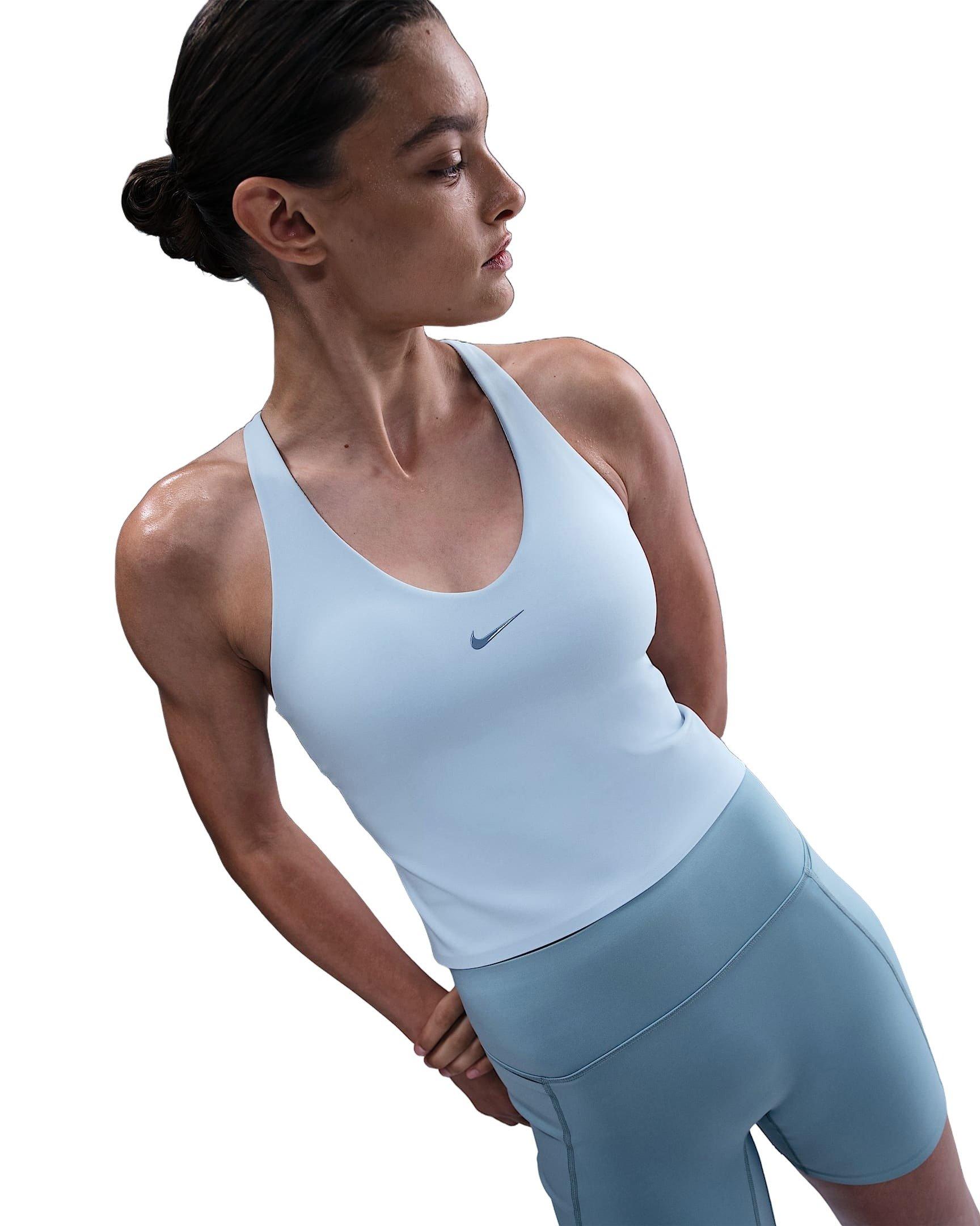 Nike Women's Universa Medium-Support Padded Sports Bra Tank - Lt Blue - LT BLUE Thumbnail View 1