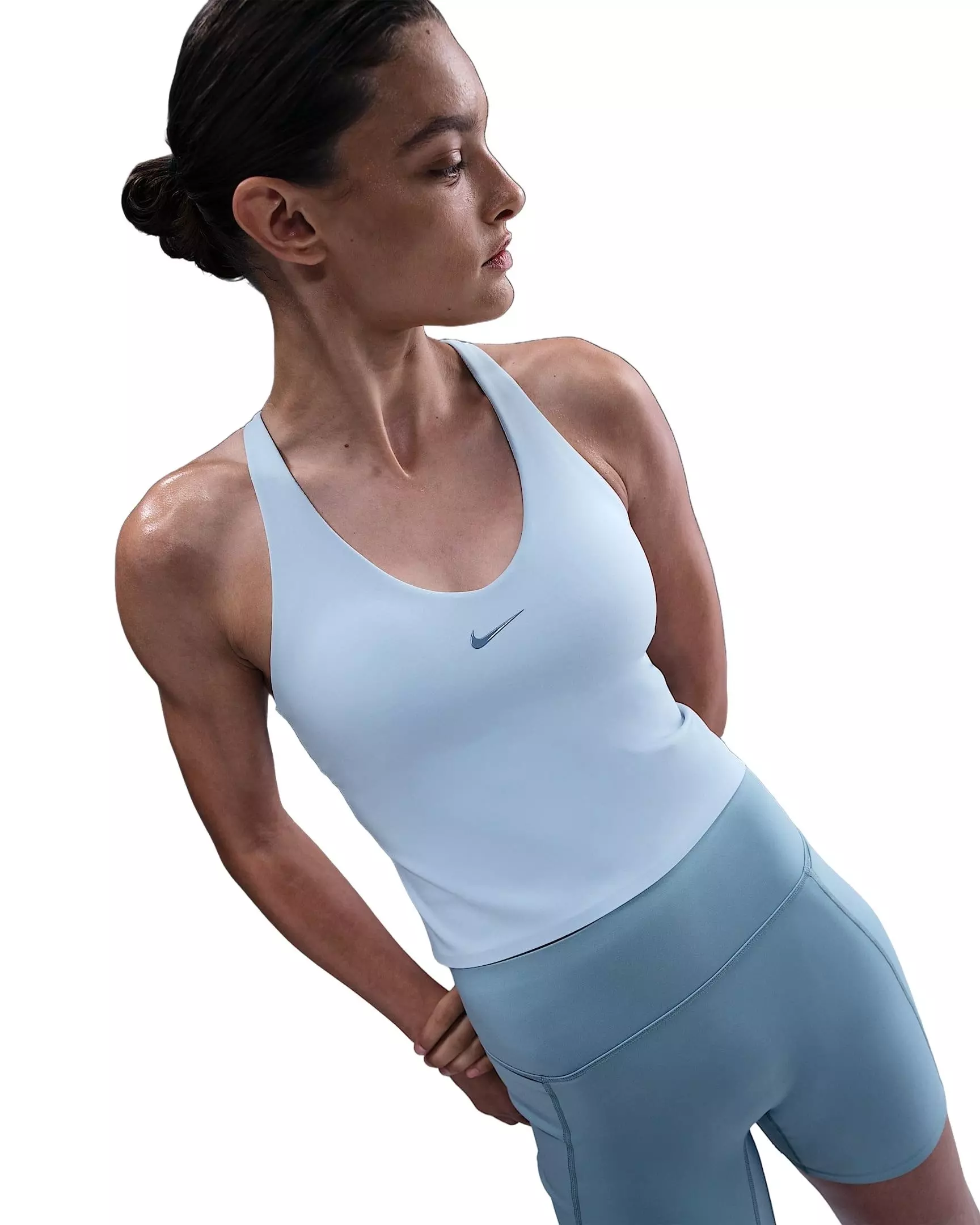 Nike Women's Universa Medium-Support Padded Sports Bra Tank - Lt Blue - LT BLUE