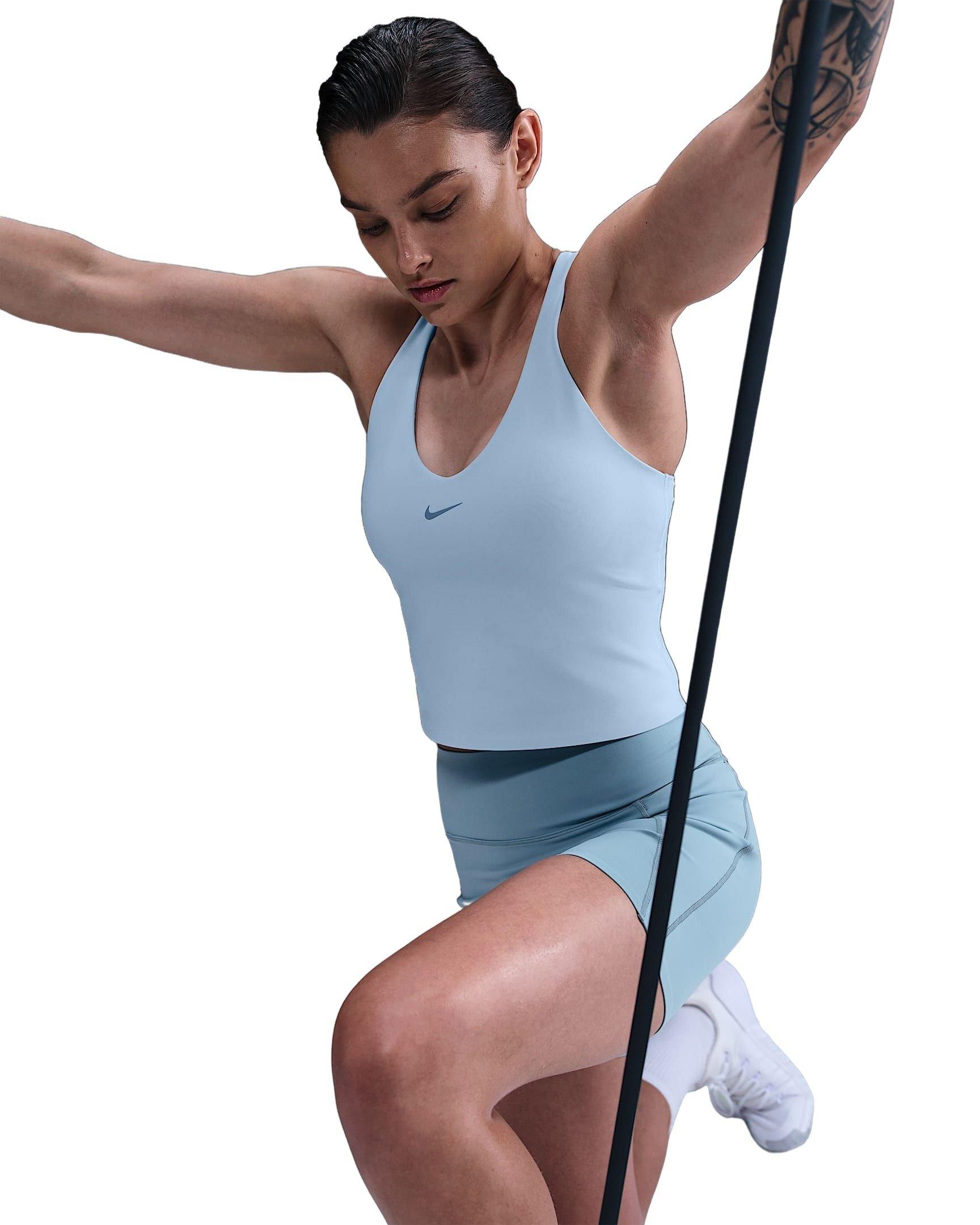 Nike Women's Universa Medium-Support Padded Sports Bra Tank - Lt Blue - LT BLUE Thumbnail View 3