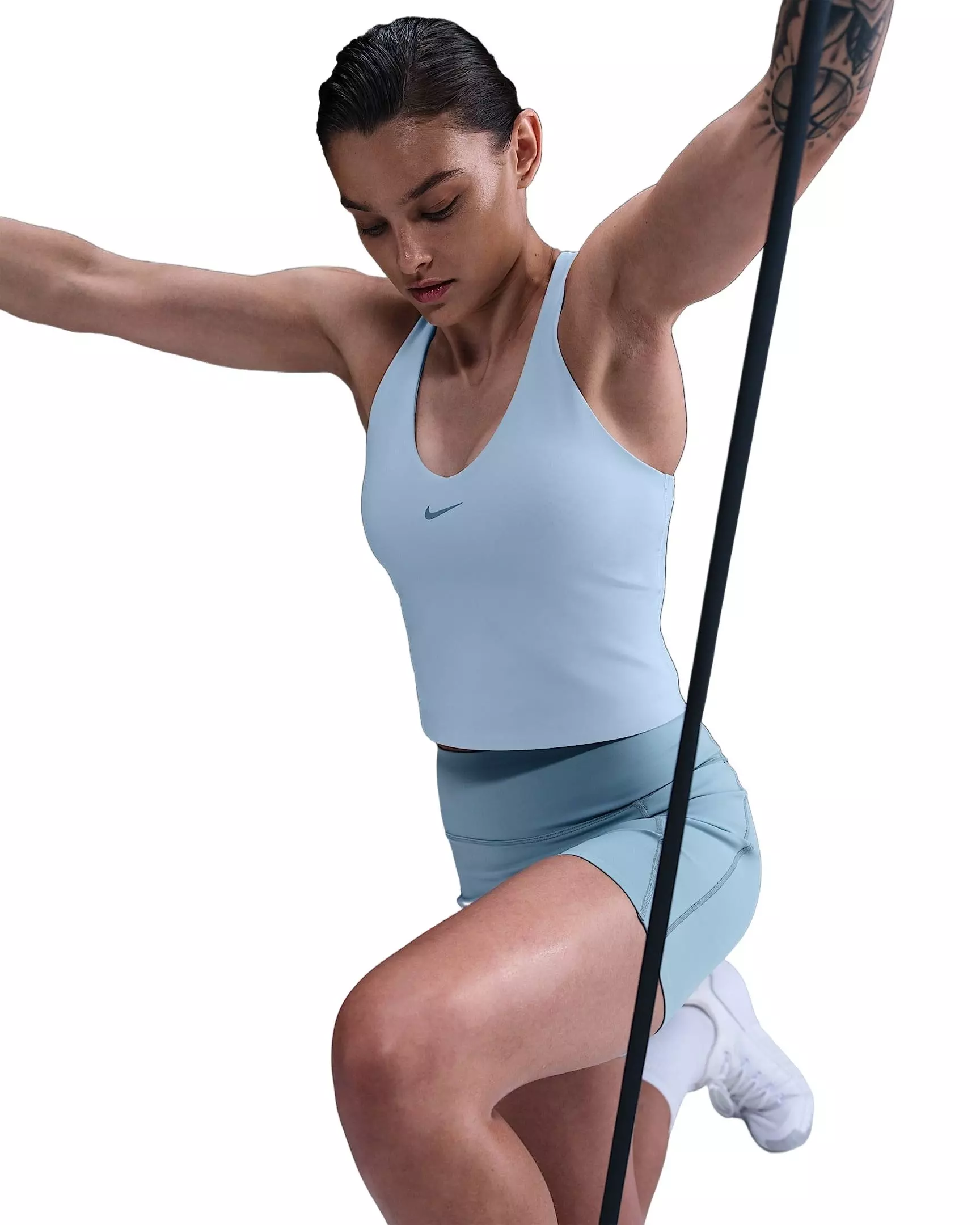 Nike Women's Universa Medium-Support Padded Sports Bra Tank -Lt Blue - LT BLUE