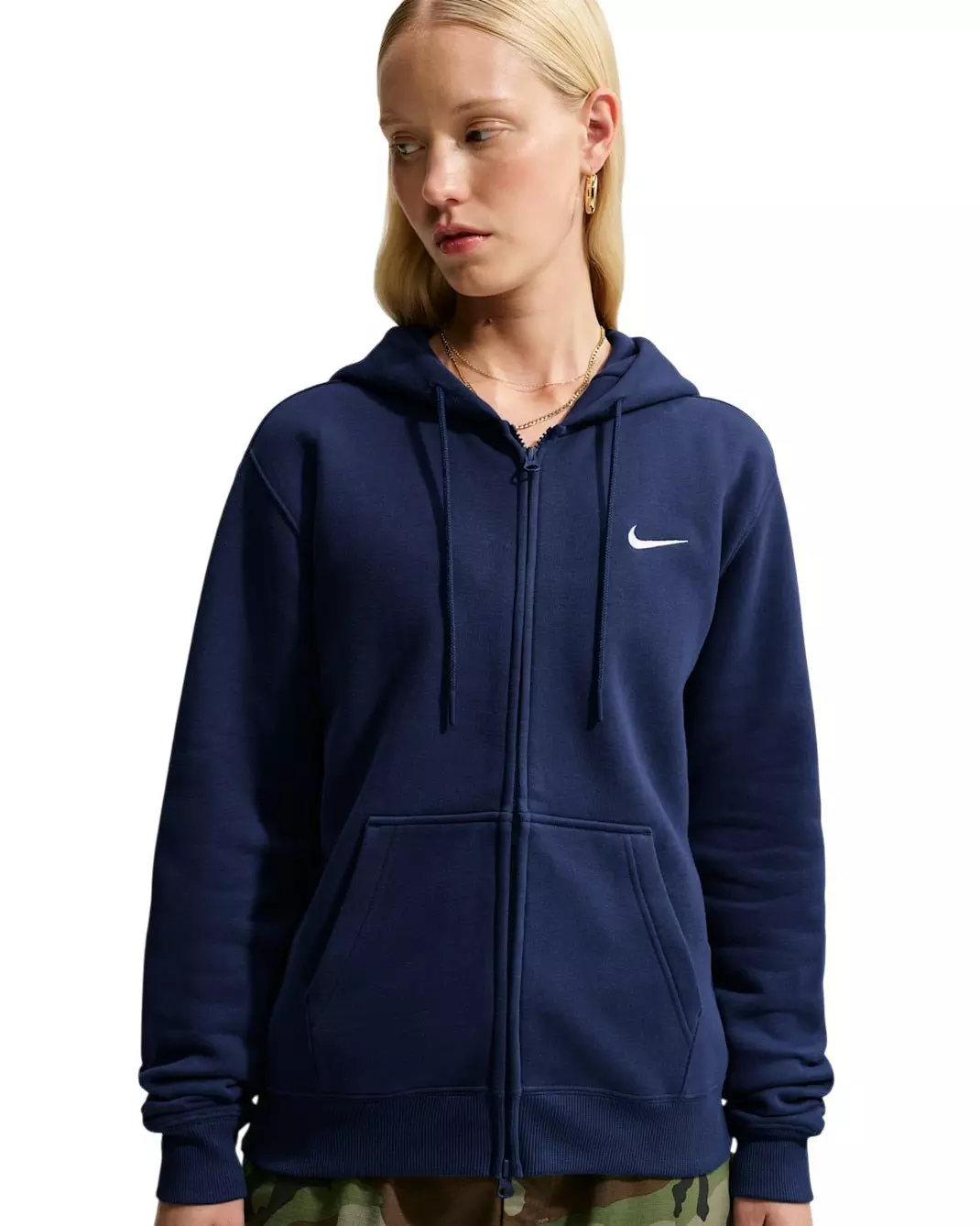 Nike Women's Studio Fleece Medium Weight Full-Zip Hooded Jacket - Navy - NAVY