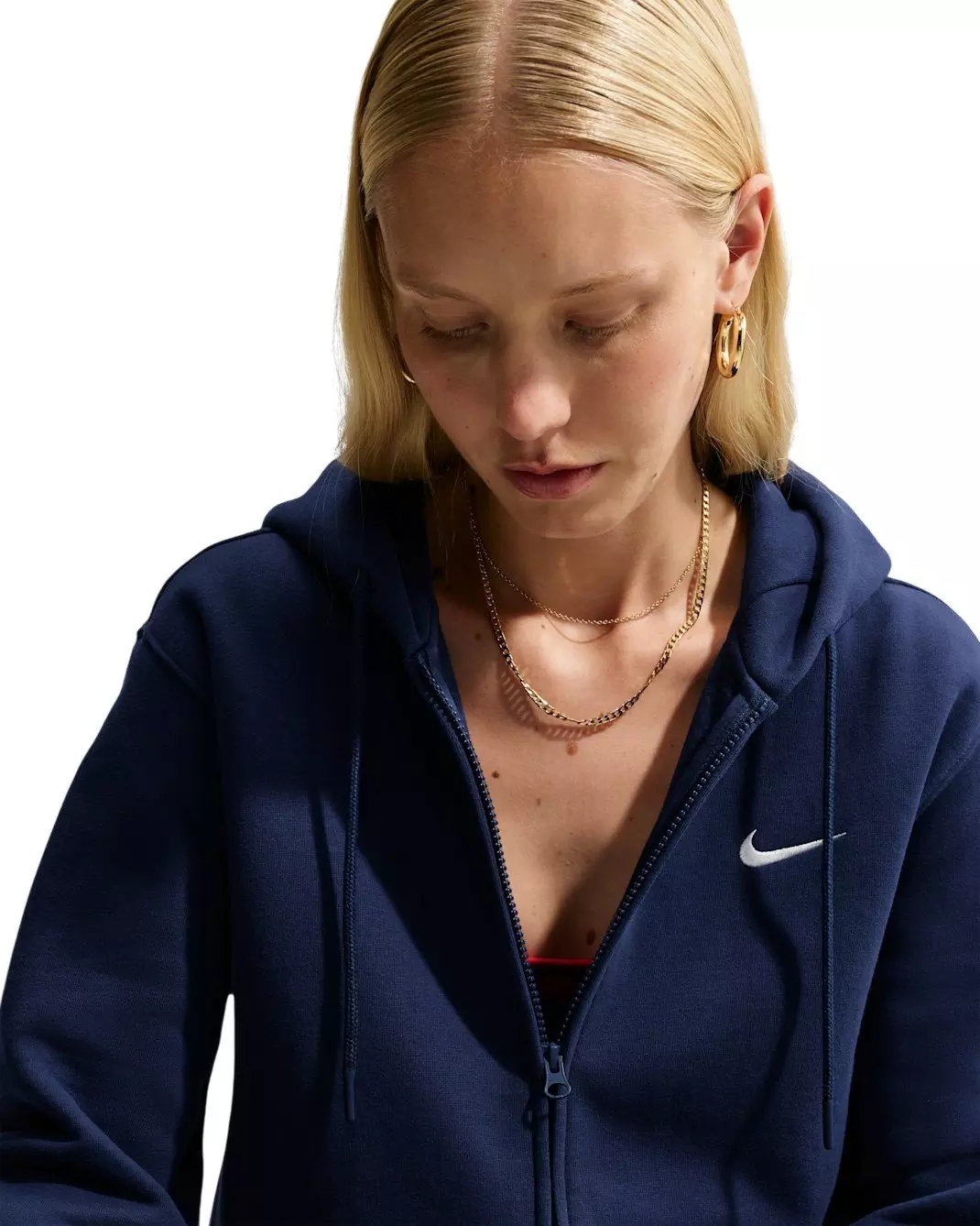 Nike Women's Studio Fleece Medium Weight Full-Zip Hooded Jacket - Navy - NAVY