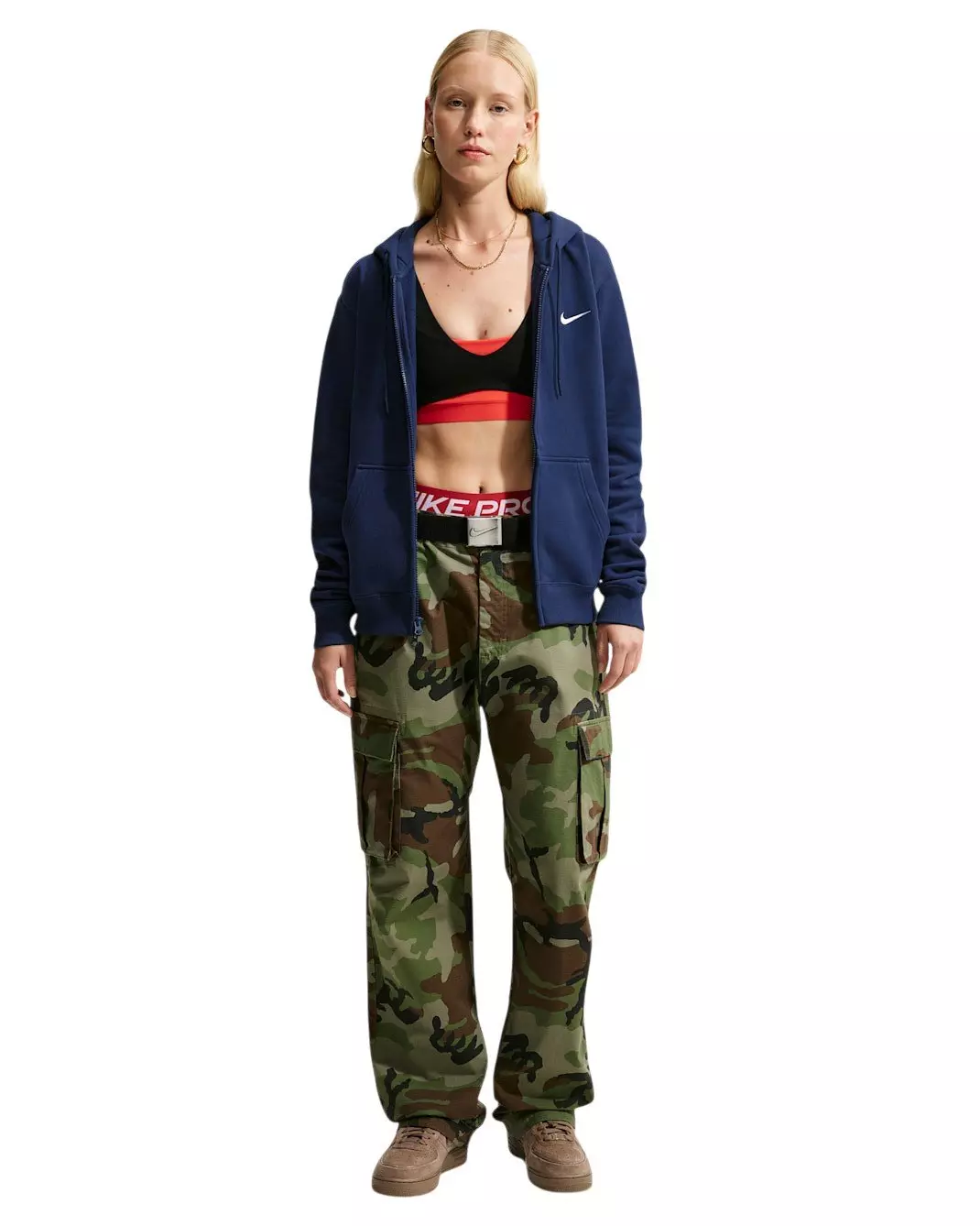 Nike Women's Studio Fleece Medium Weight Full-Zip Hooded Jacket - Navy - NAVY