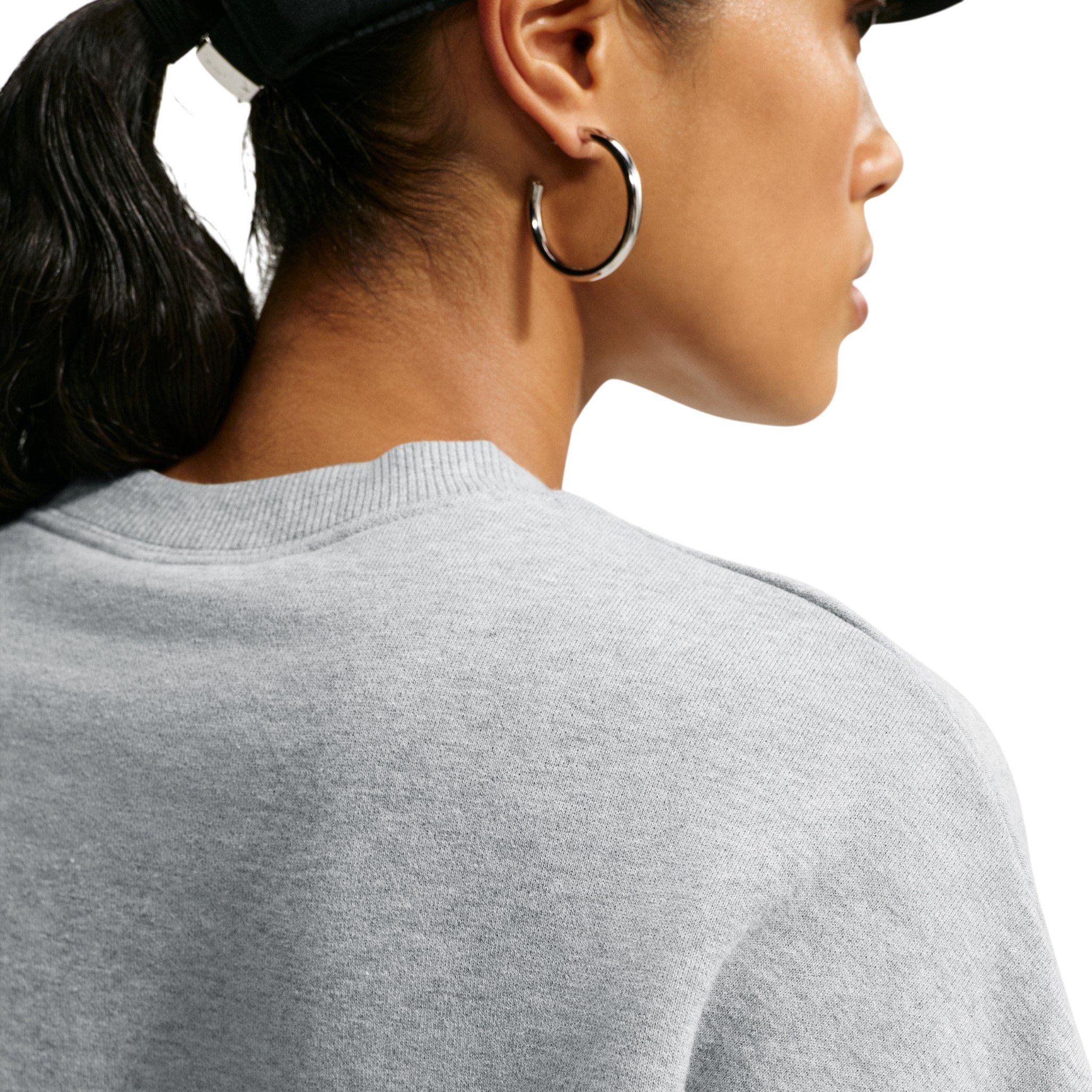 Nike Women's Studio Fleece Med-Weight "Graphic Pack" Oversized Embossed Crew - Grey - GREY