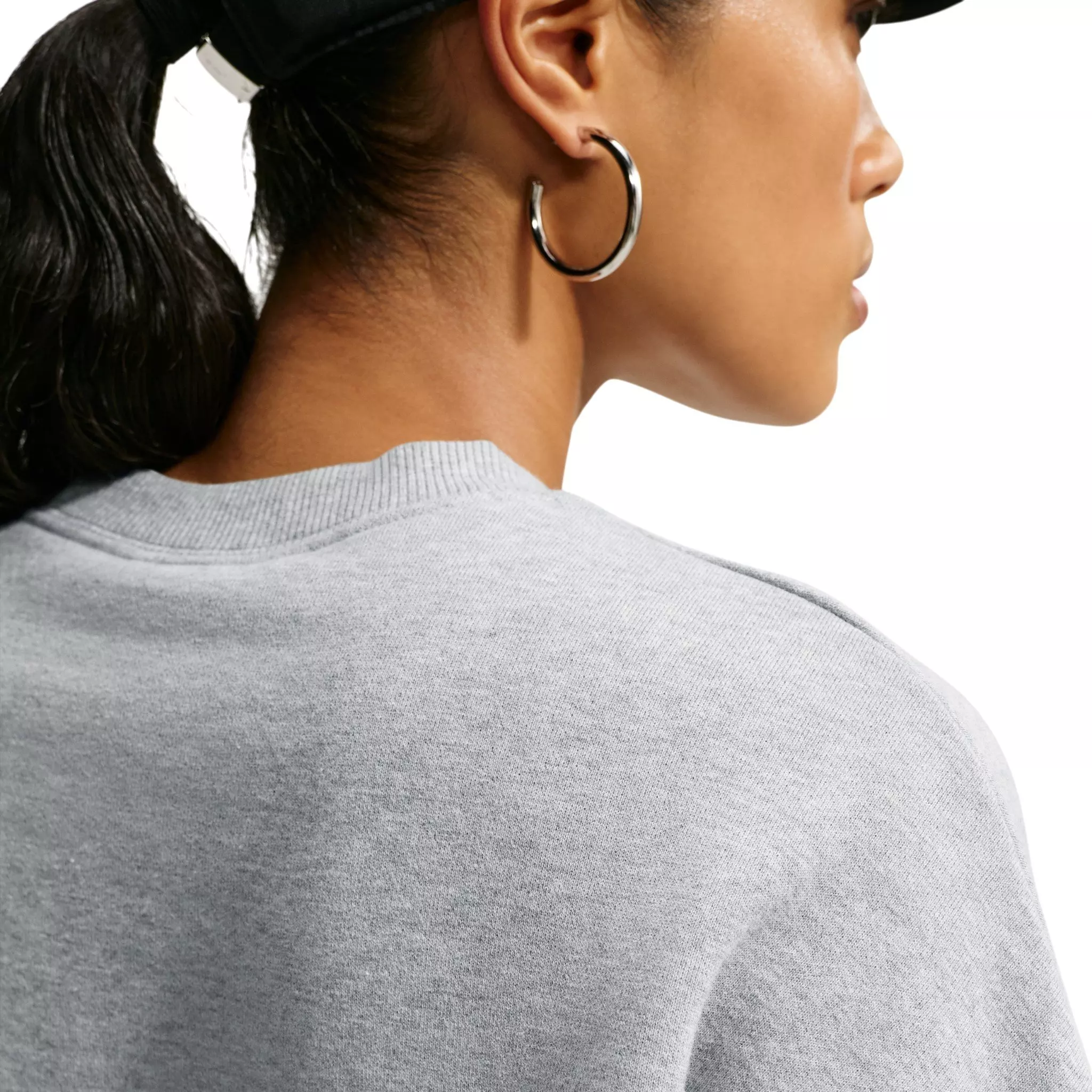 Nike Women's Studio Fleece Med-Weight "Graphic Pack" Oversized Embossed Crew - Grey - GREY