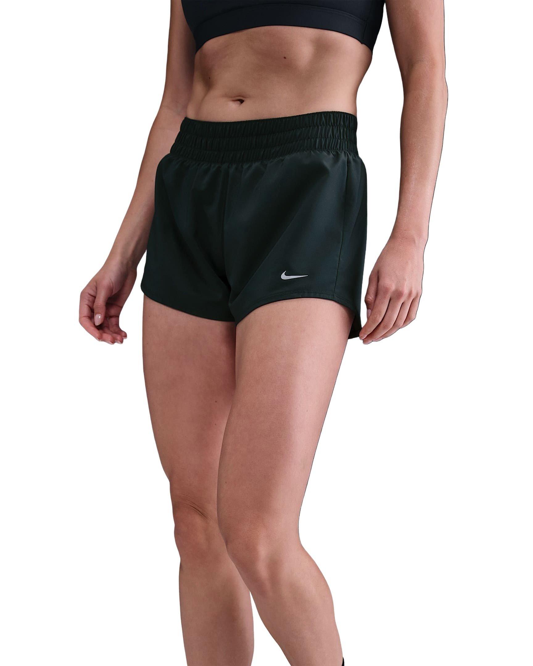 Nike One Women's Dri-FIT Mid-Rise 3" Brief-Lined Shorts - Seaweed Green - SEAWEED GREEN Thumbnail View 1