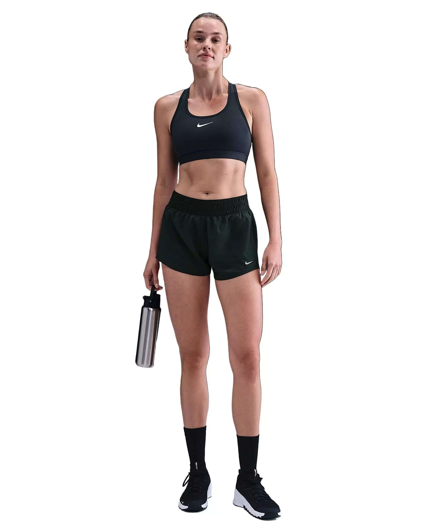 Nike One Women's Dri-FIT Mid-Rise 3" Brief-Lined Shorts - Seaweed Green - SEAWEED GREEN