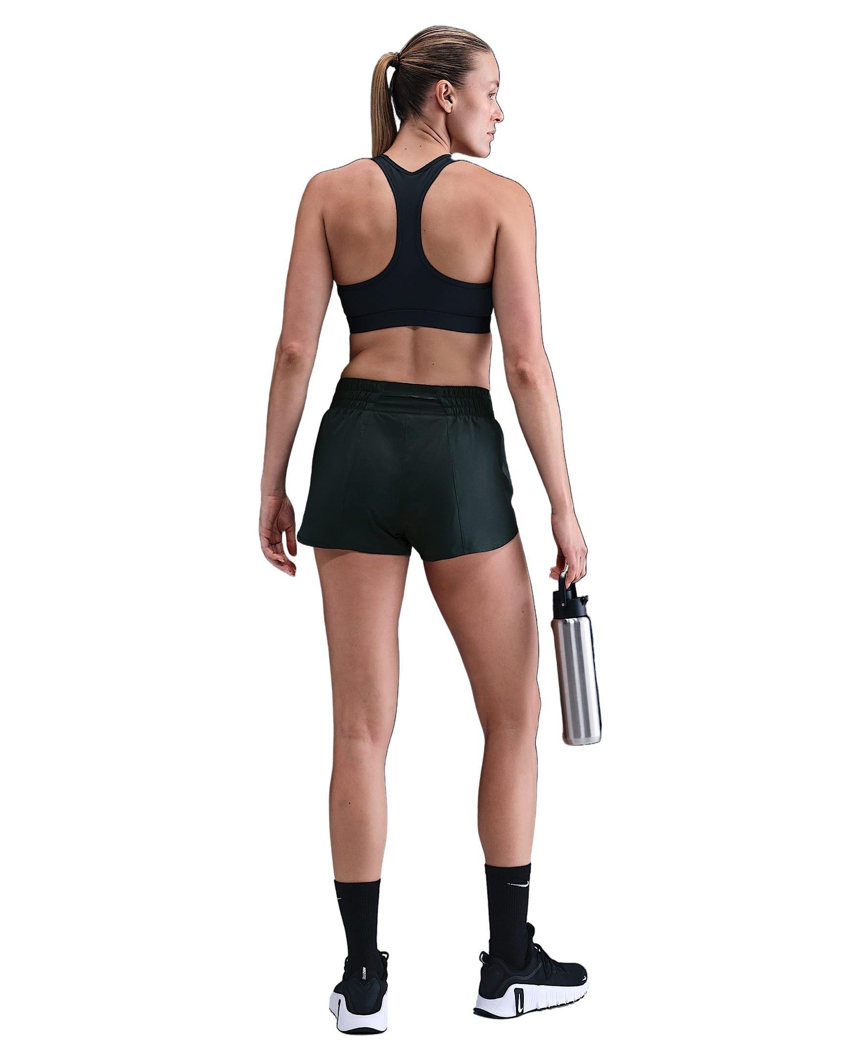 Nike One Women's Dri-FIT Mid-Rise 3" Brief-Lined Shorts - Seaweed Green - SEAWEED GREEN Thumbnail View 5