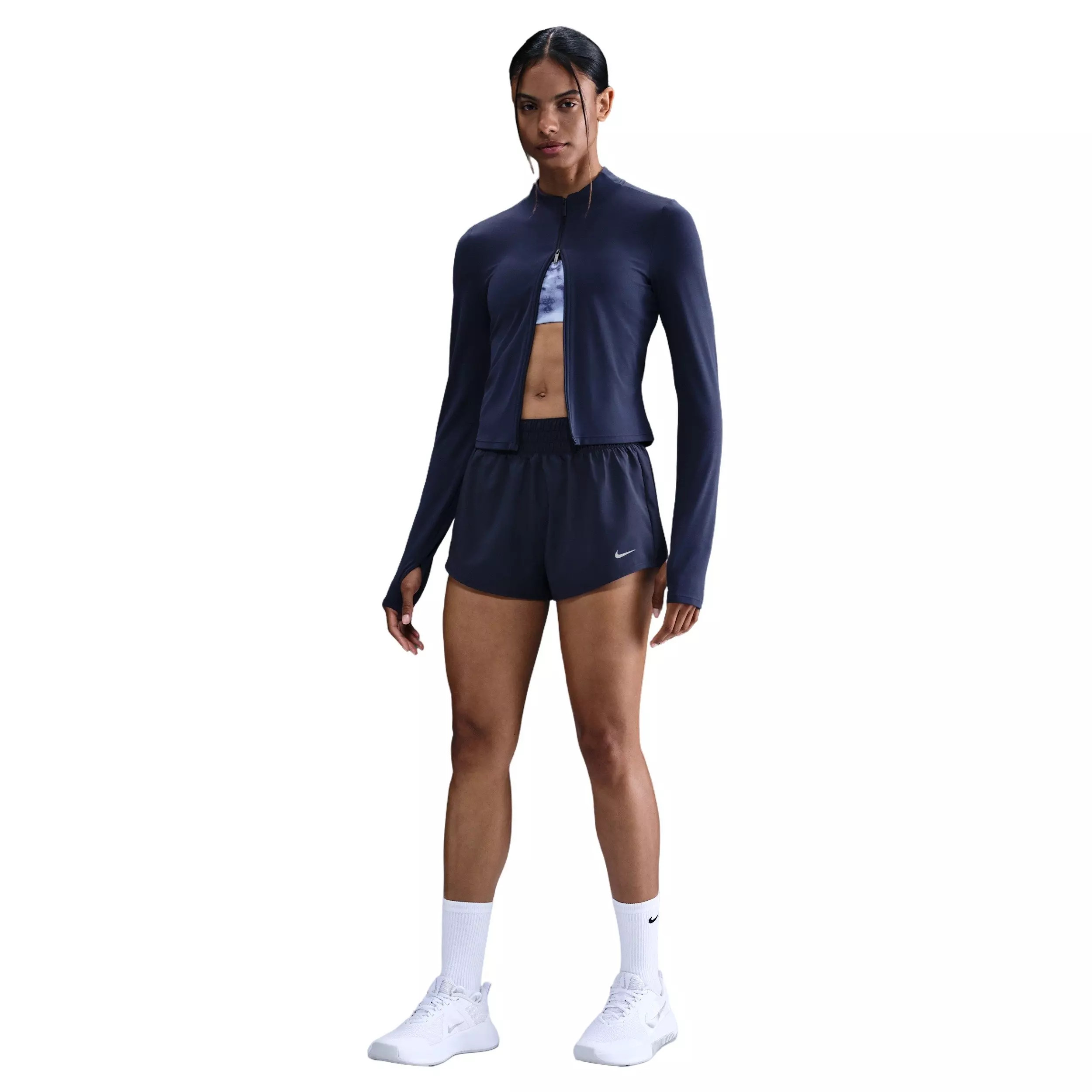 Nike One Women's Dri-FIT Mid-Rise 3" Brief-Lined Shorts - Navy - NAVY