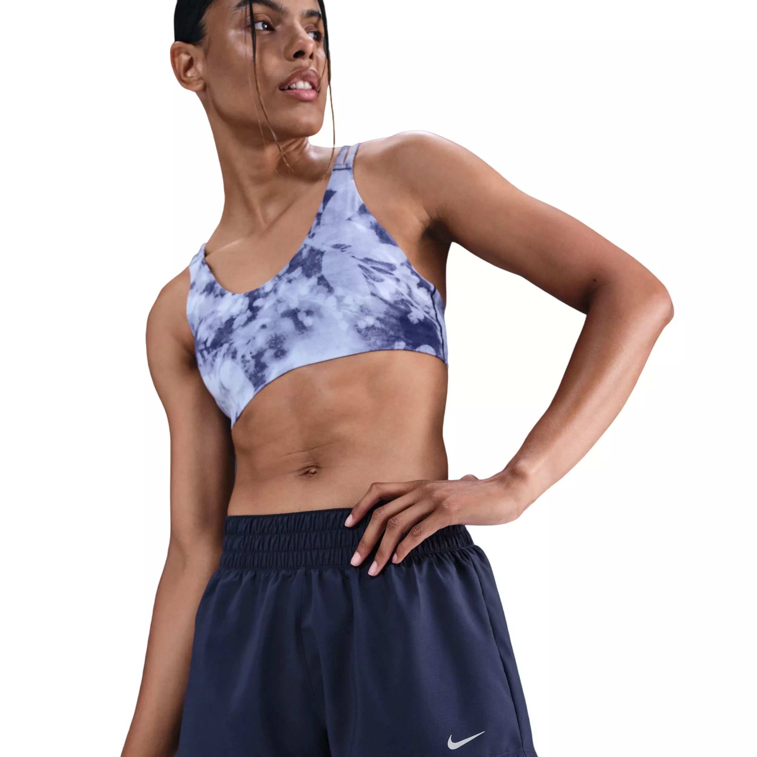 Nike One Women's Dri-FIT Mid-Rise 3" Brief-Lined Shorts -Navy - NAVY