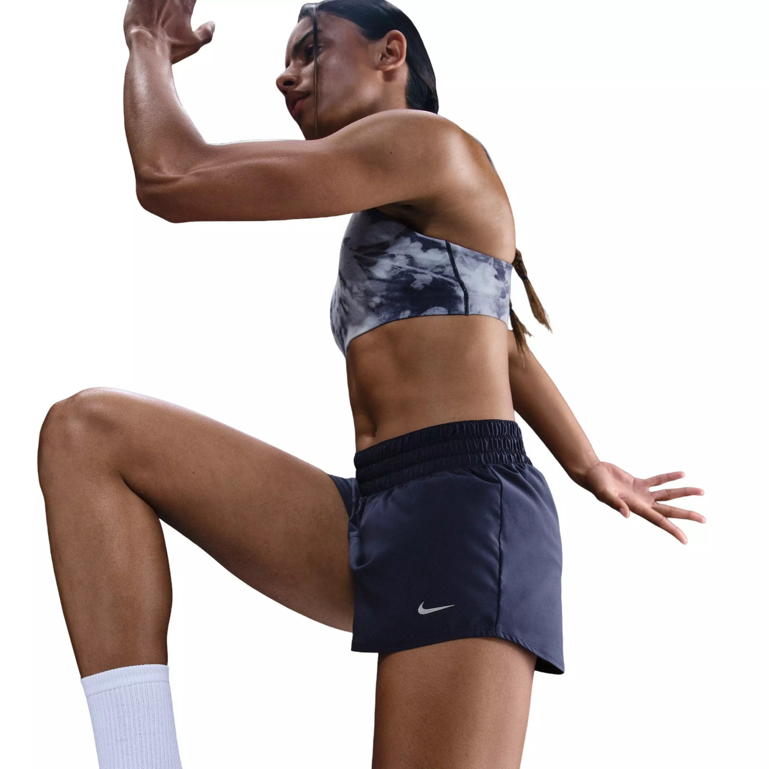 Nike One Women's Dri-FIT Mid-Rise 3" Brief-Lined Shorts -Navy - NAVY