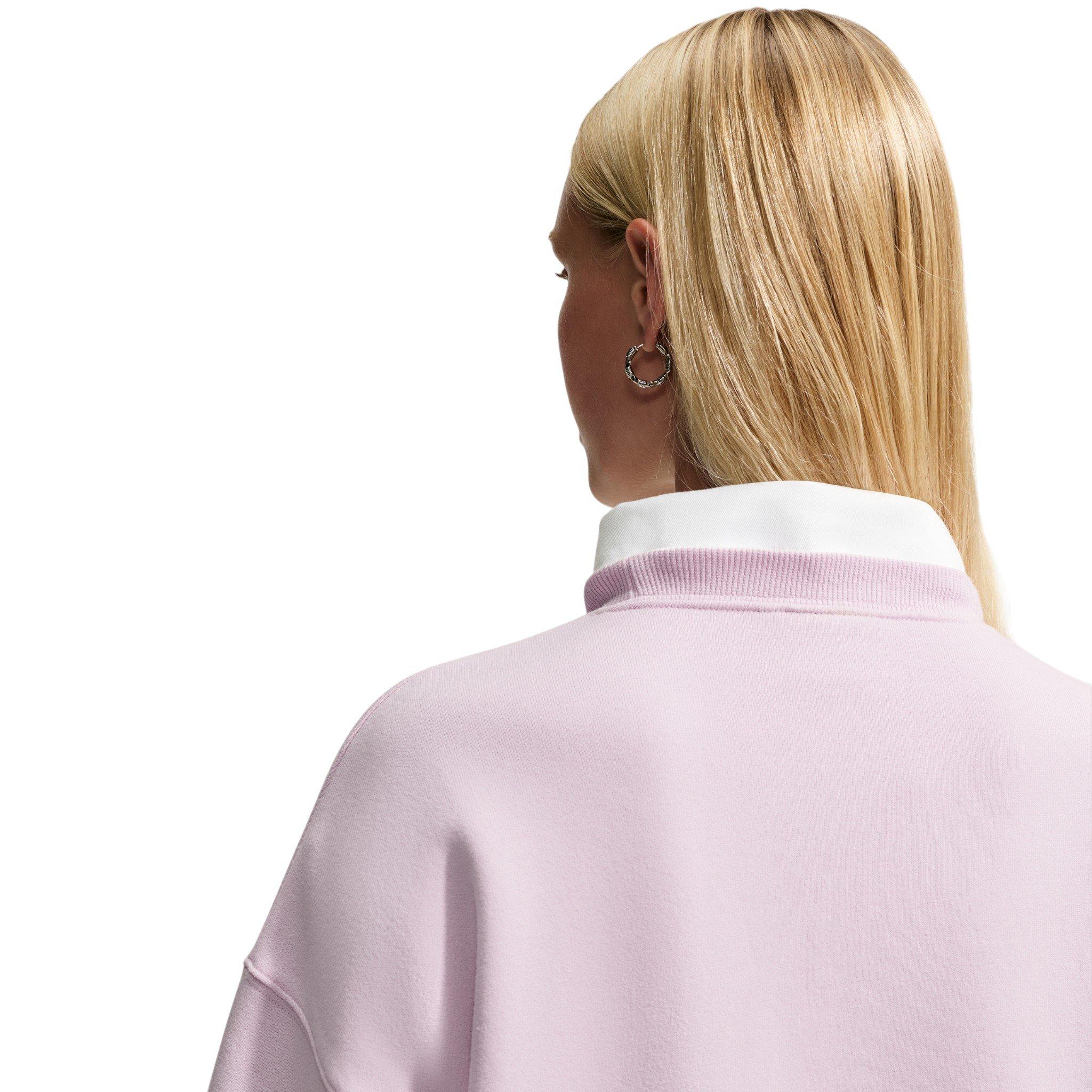 Nike Women's Studio Fleece Med-Weight "Graphic Pack" Oversized Embossed Crew - Bleached Lilac - BLEACHED LILAC 