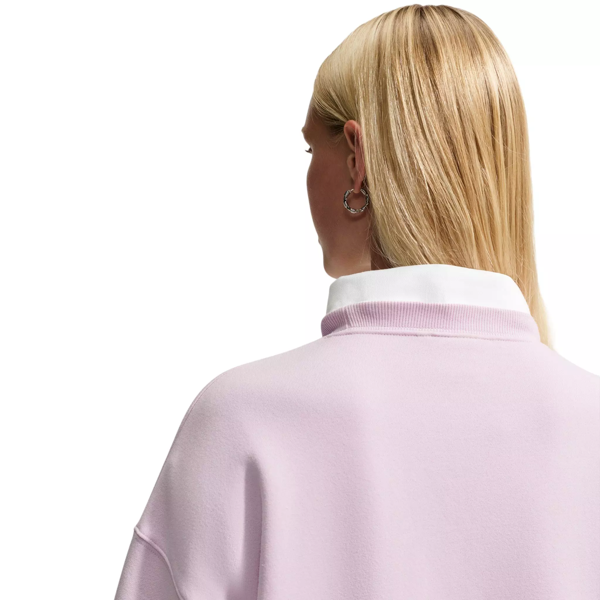 Nike Women's Studio Fleece Med-Weight "Graphic Pack" Oversized Embossed Crew - Bleached Lilac - BLEACHED LILAC 