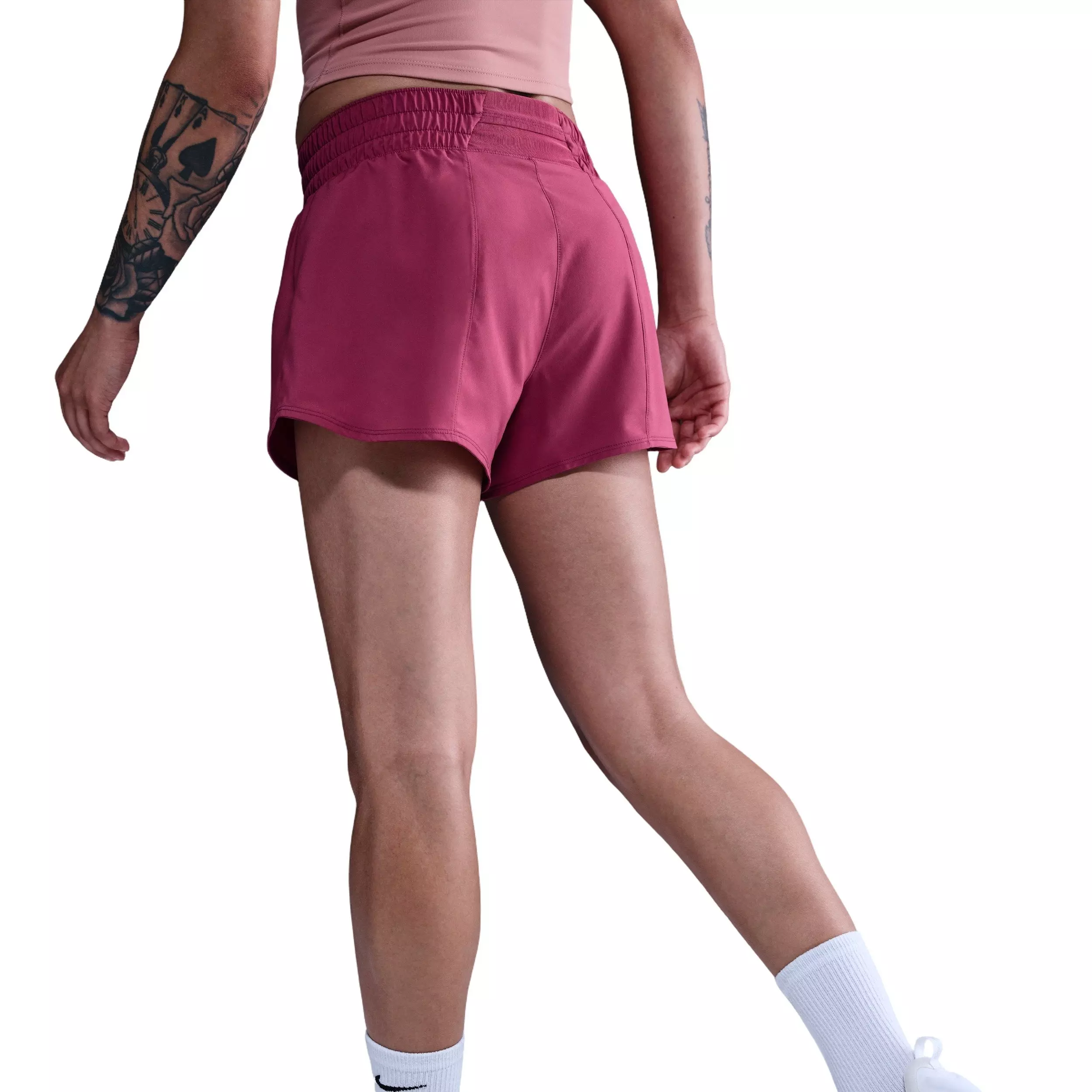 Nike One Women's Dri-FIT Mid-Rise 3" Brief-Lined Shorts -Beet Purple - BEET PURPLE