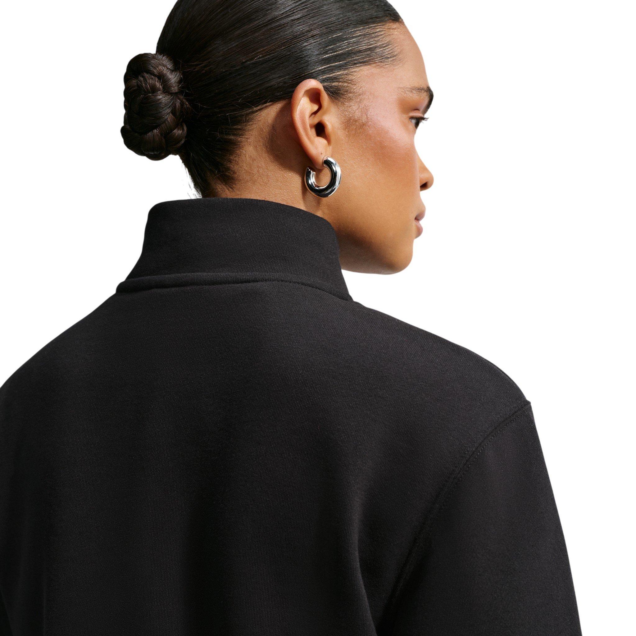Nike Women's Studio Fleece Med-Weight 1/4-Zip Top - Black - BLACK