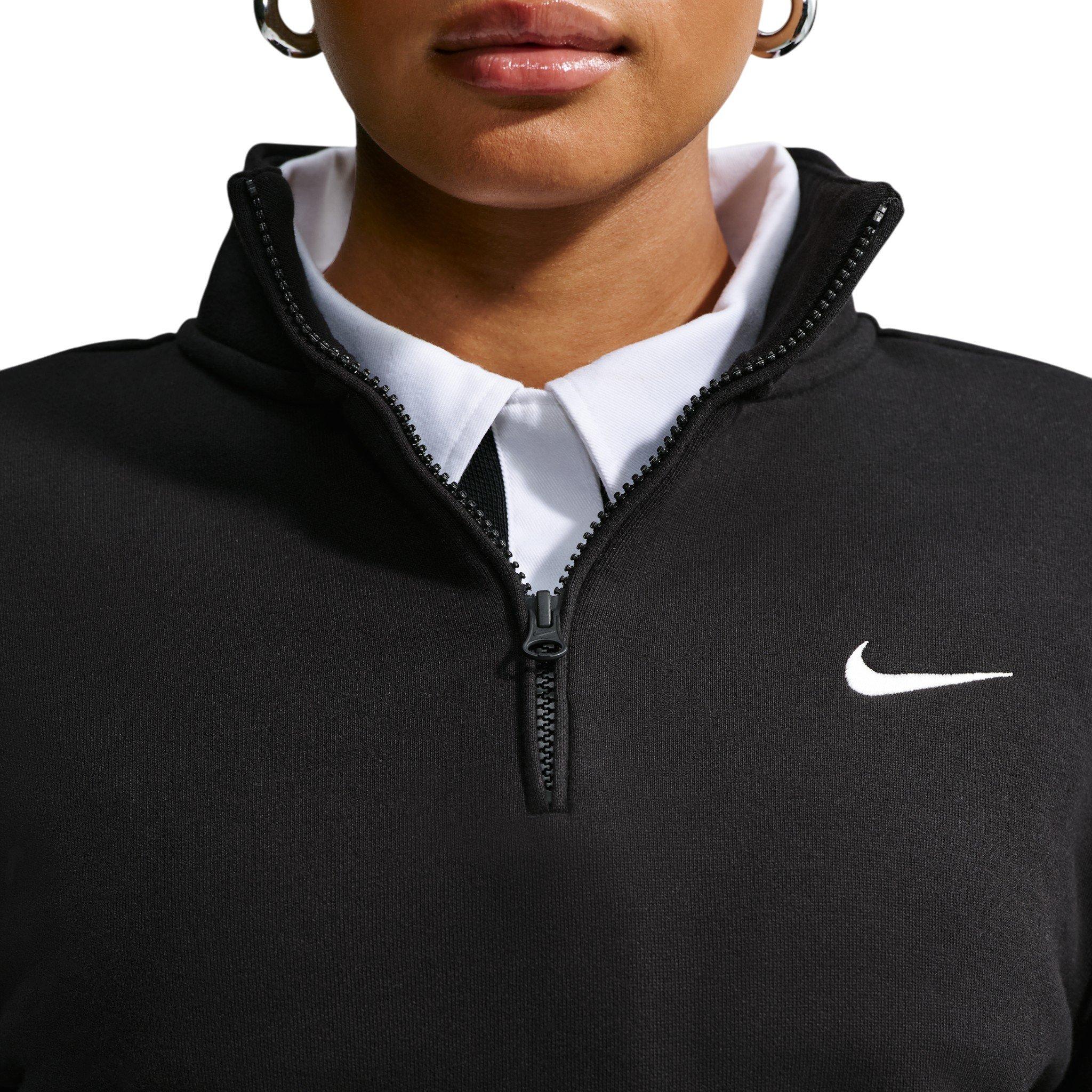 Nike Women's Studio Fleece Med-Weight 1/4-Zip Top - Black - BLACK