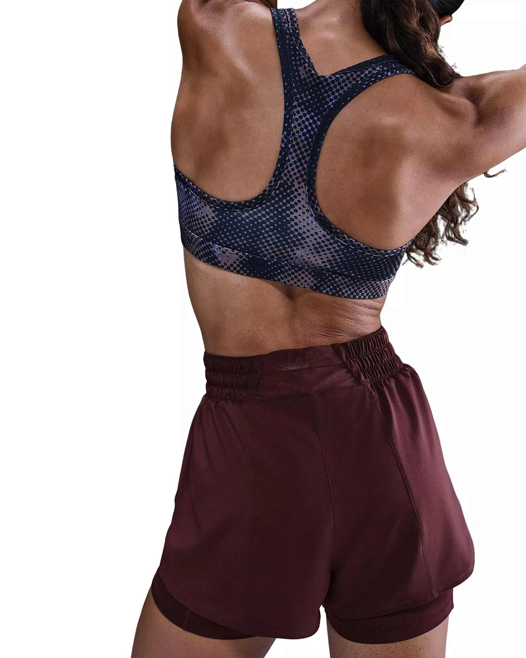 Nike One Women's Dri-FIT High-Waisted 3" 2-in-1 Shorts -Burgundy - BURGUNDY