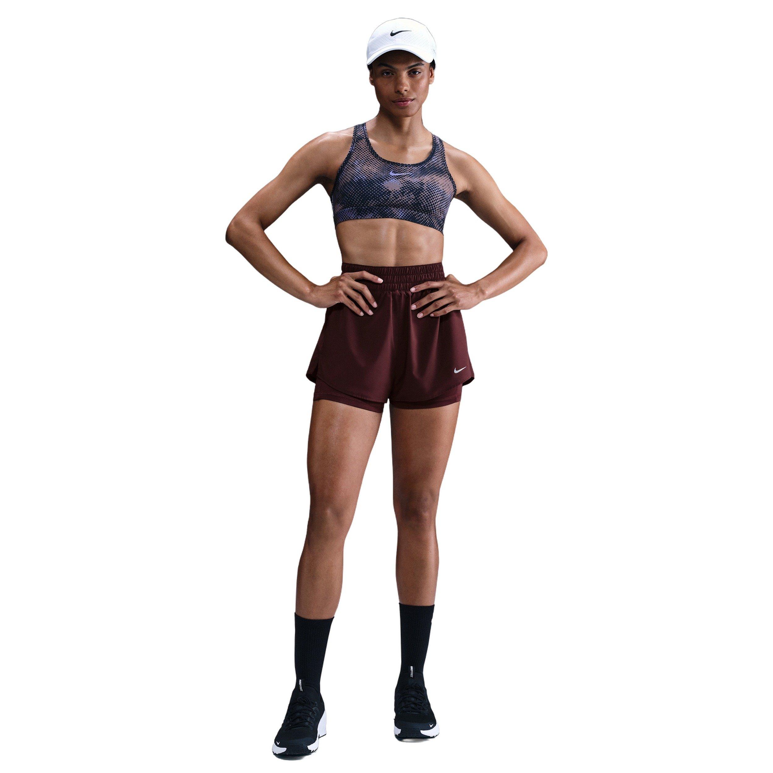 Nike One Women's Dri-FIT High-Waisted 3" 2-in-1 Shorts - Burgundy - BURGUNDY Thumbnail View 5