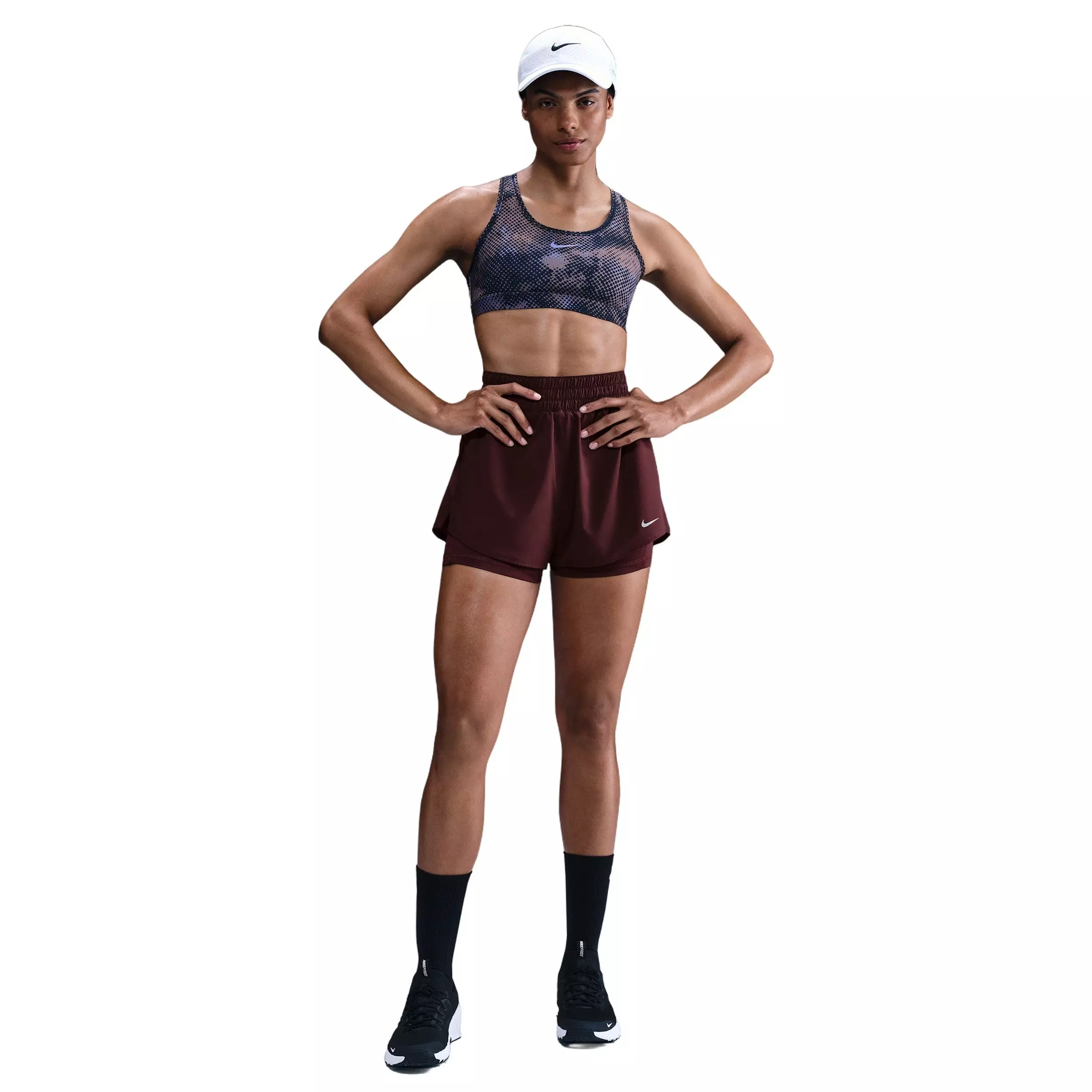 Nike One Women's Dri-FIT High-Waisted 3" 2-in-1 Shorts -Burgundy - BURGUNDY