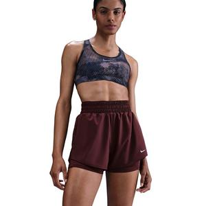 Nike One Women's Dri-FIT High-Waisted 3" 2-in-1 Shorts -Burgundy